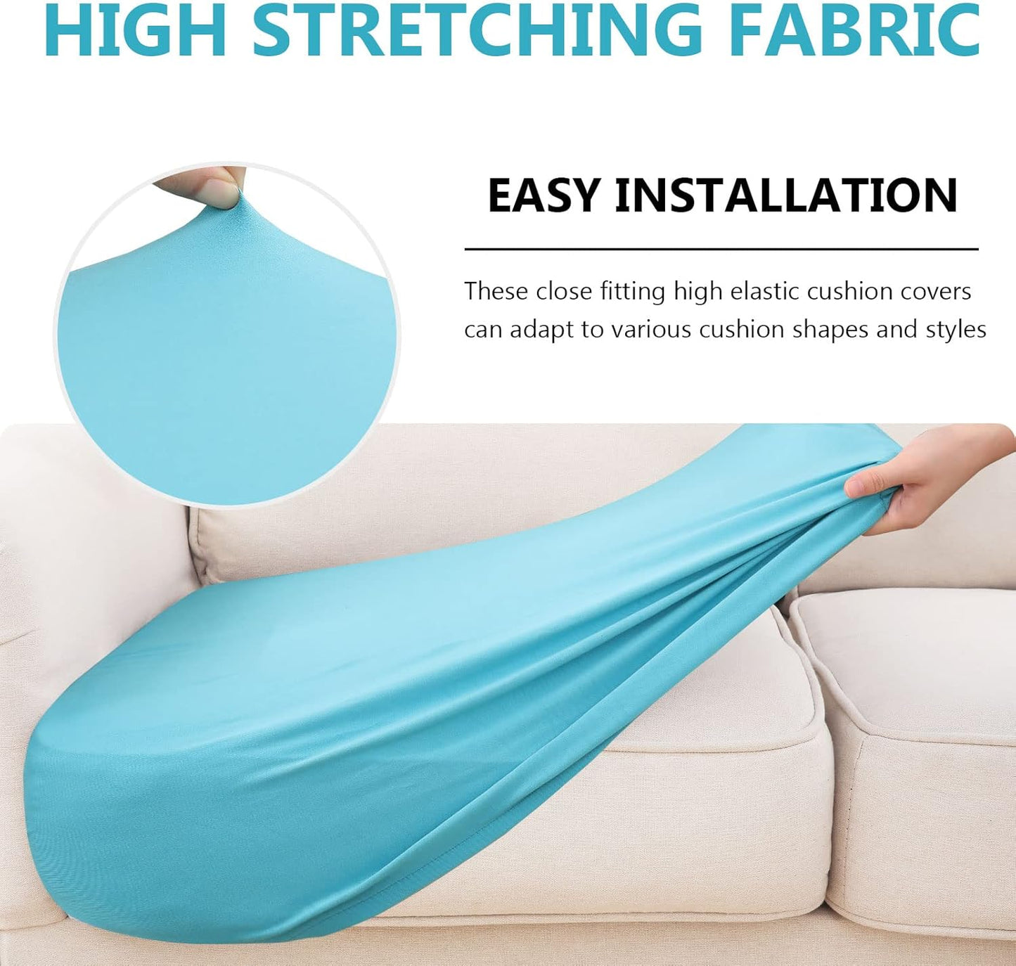 hyha Waterproof Couch Cushion Covers, Stretch Sofa Couch Seat Slipcover for Dog Washable, Non-Slip Waterproof Outdoor Cushion Covers for Patio Furniture Replacement (1 Piece for Medium, Peacock Blue)