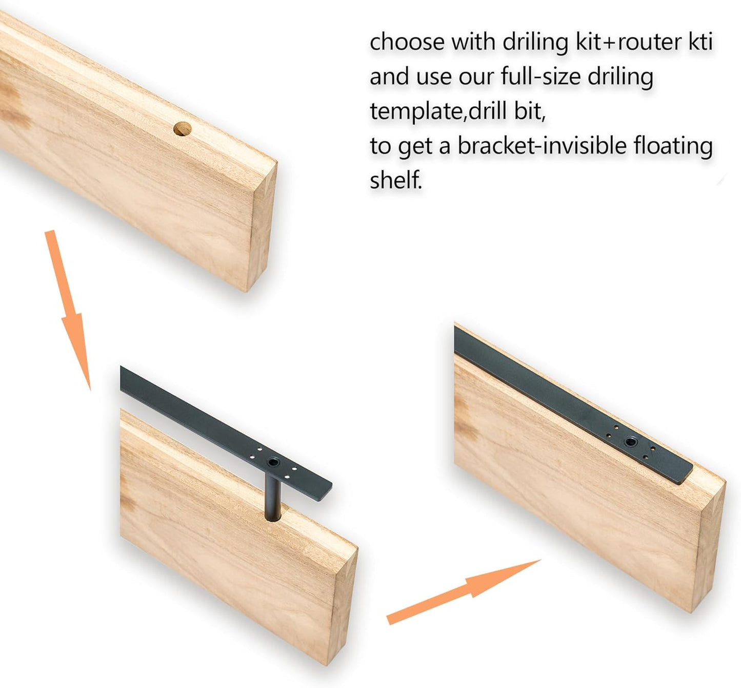 Hidden Shelf Brackets ， Floating Shelf Bracket ( Additional Brackets -NO Kits) 38 Inch -2 Pcs
