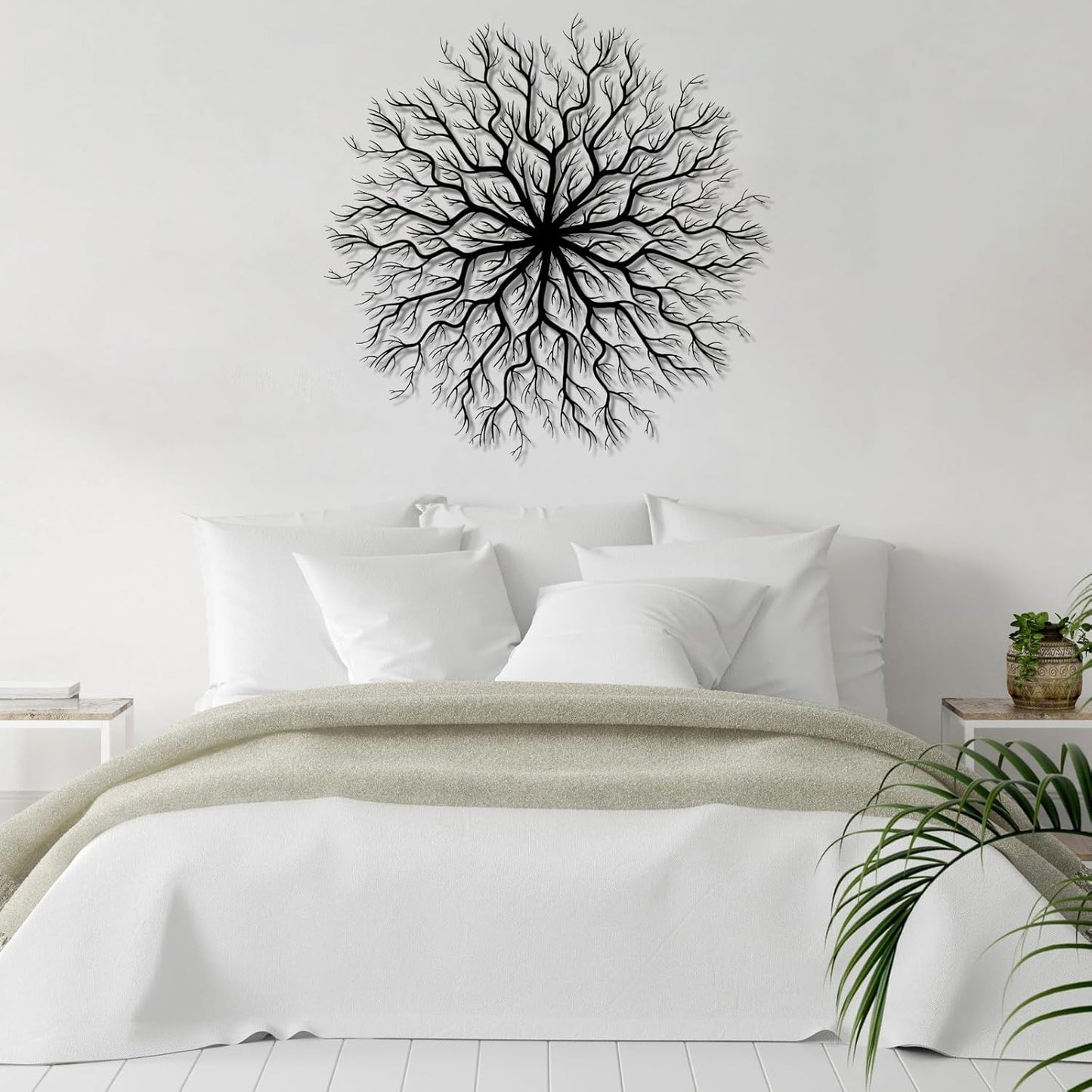 Tree of Life Metal Wall Art, Metal Tree Wall Art, Large Round Sculpture, Round Branch Wall Decor, Large Branch Artwork, Nature Sign, Wall Decor for Living Room, Housewarming Gift (Gold, 32"x32"|80x80cm)