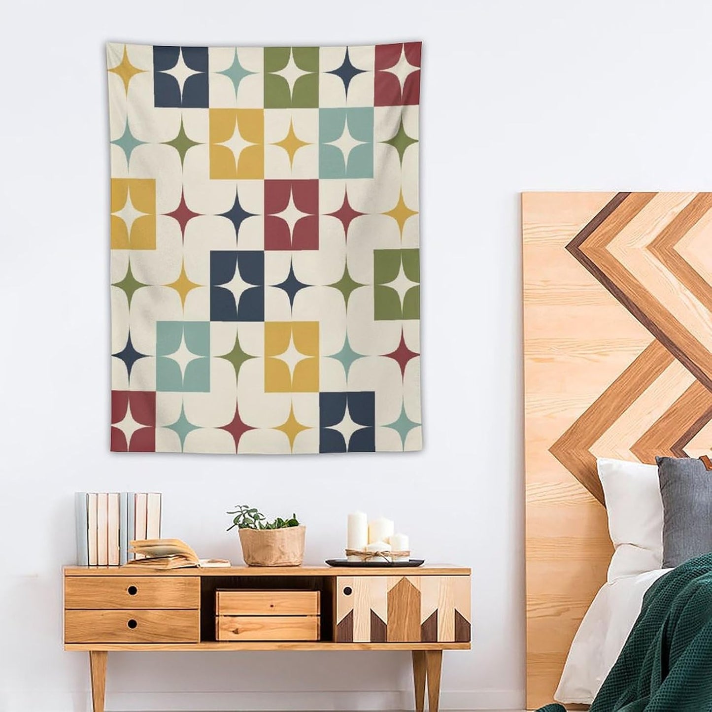 ICMOLYYENLO Boho Medieval Cat Tapestry, Abstract Atomic Starburst Geometric Aesthetic Art Wall Hanging For Bedroom Living Room Dormitory 60x60 Inches