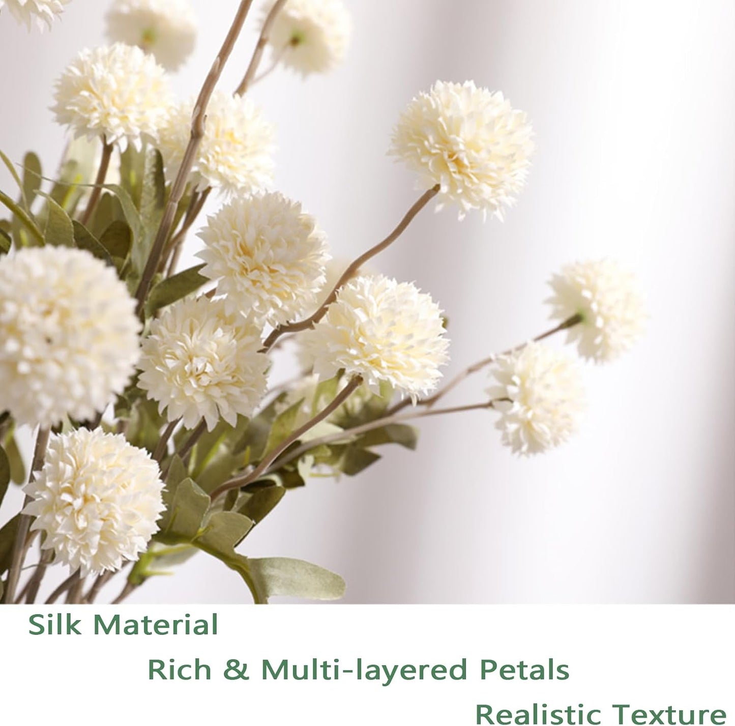 Faux White & Pink Kiku Flower, 10 Stems with 5 Heads Each & 4 Branches Eucalyptus Stems, Artificial Small Mini Chrysanthemum Flowers for Aesthetic Room Decor, Floral Arrangements Centerpiece