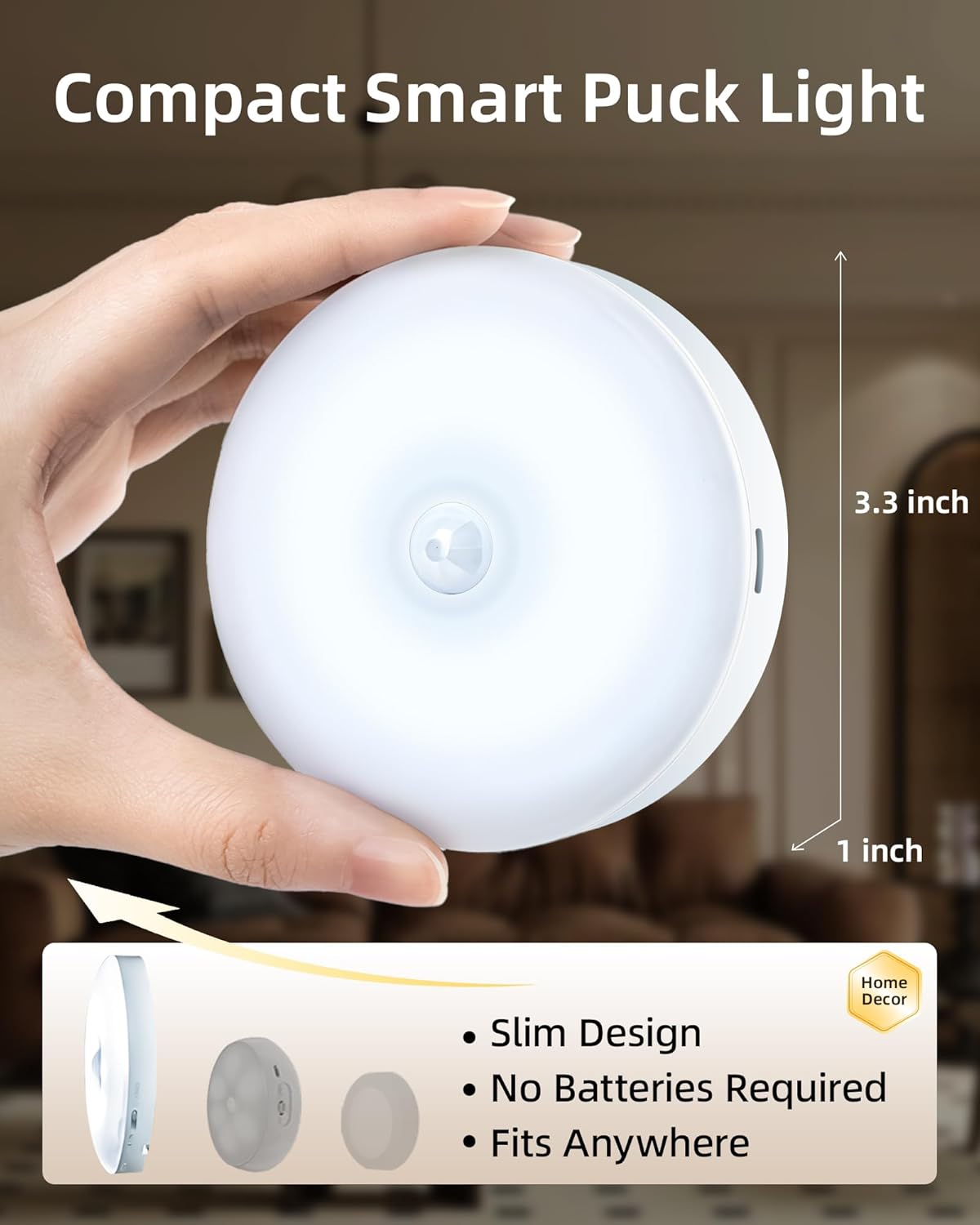 EZVALO Under Cabinet Lighting with Charging Station,1000mAh Rechargeable Puck Lights with Remote, 3 Color Temps & 12 RGB Closet Lights, Dimmable Motion Sensor Lights for Shelf, Kitchen (3 Packs)