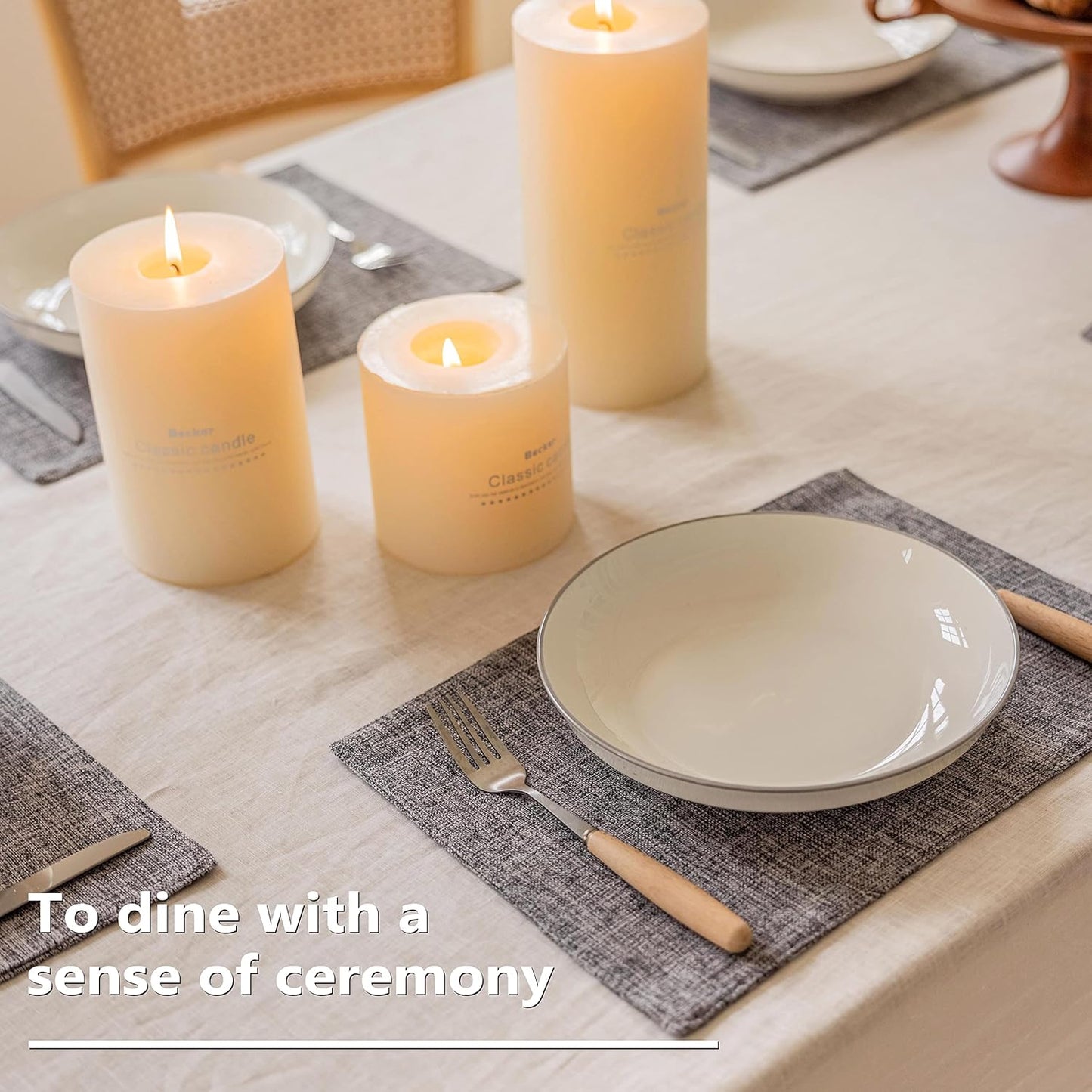 Home Brilliant Linen Placemats Set of 8 Heat Resistant Washable Placemats for Parties Buffet Dinner, 13 x 19 inches, Ash Grey