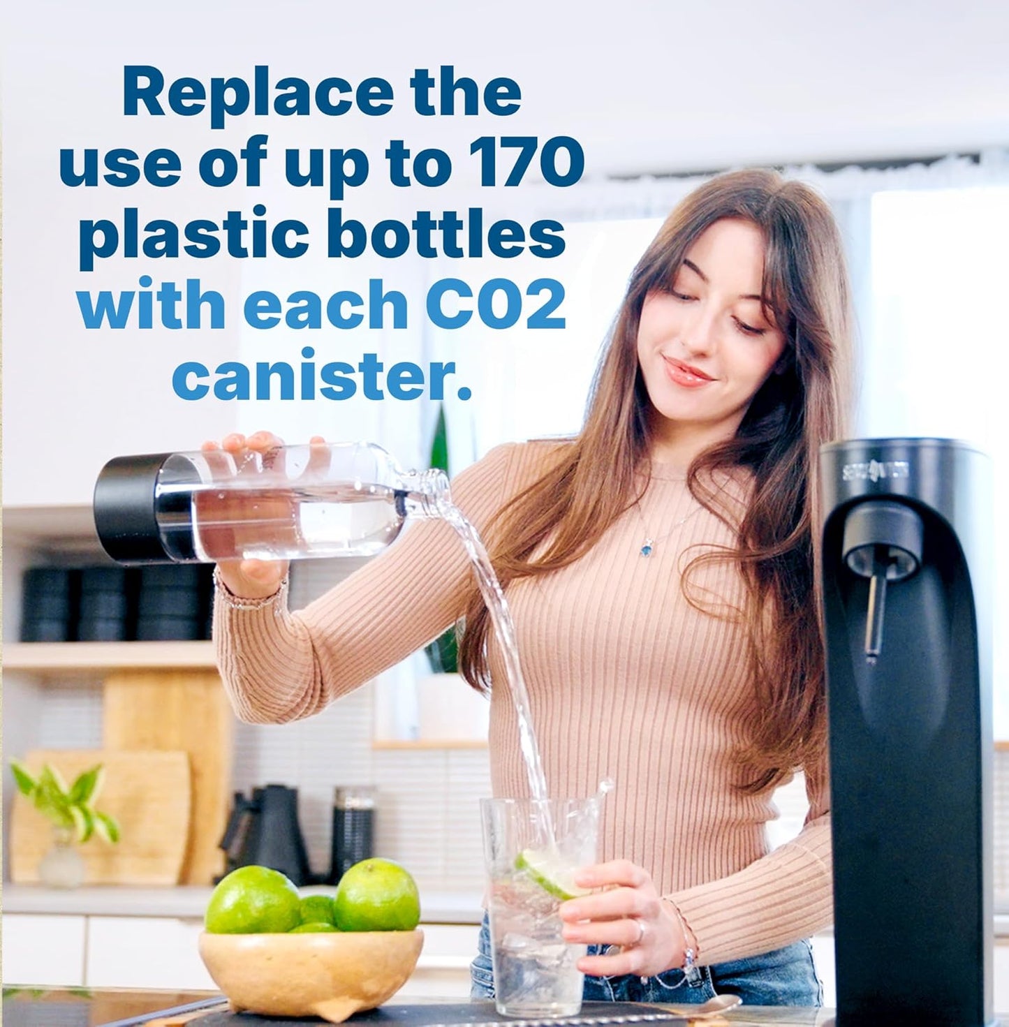 Soda Sense Easy Connect 60L CO2 Exchange Canister – 3 Pack, Replacement for Quick Connect Cylinder – Compatible with SodaStream PINK Snap-On Machines ONLY, Including ART, TERRA, ENSO & DUO