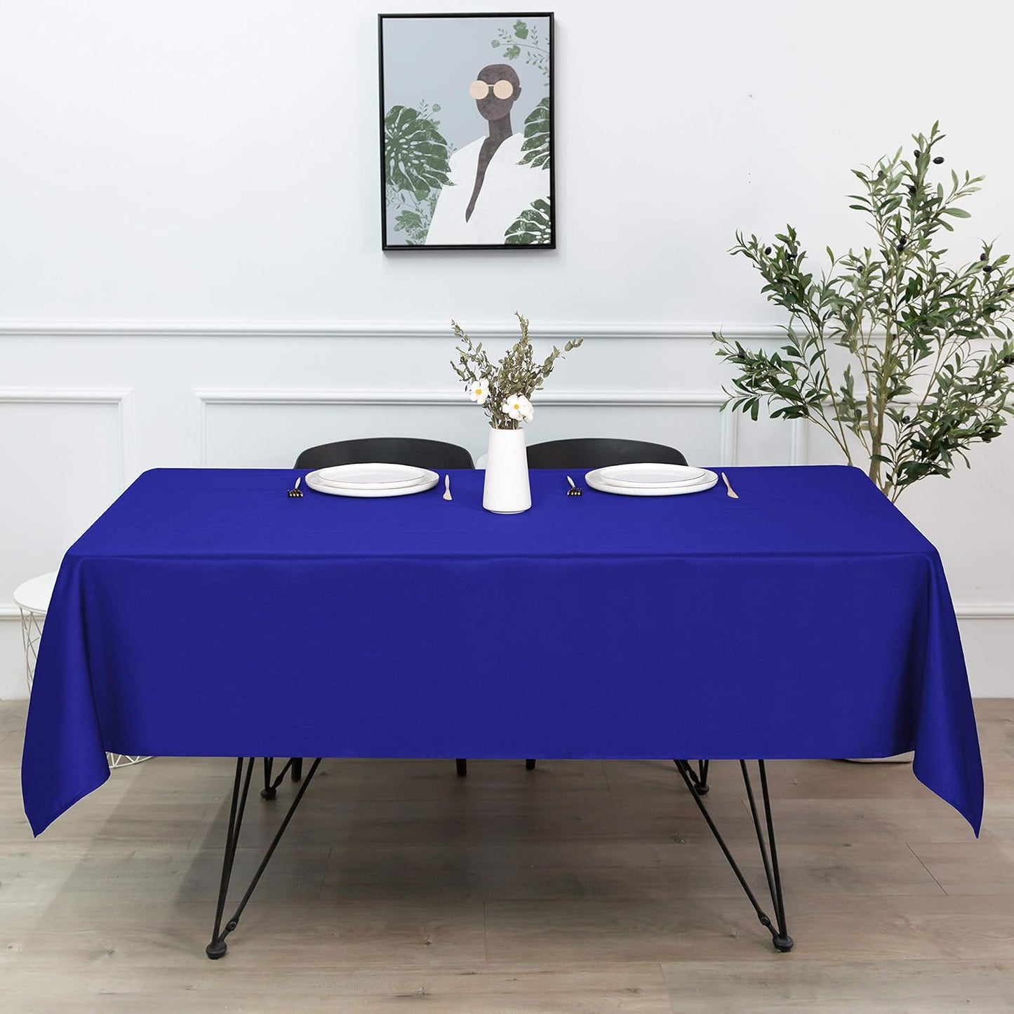sancua Rectangle Tablecloth - 90 x 156 Inch - Water Resistant Spill Proof Washable Polyester Table Cloth, Royal Blue