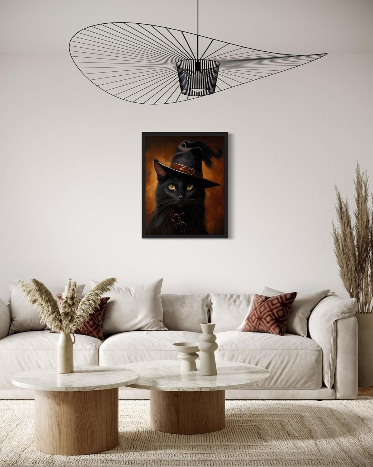 Witch Cat Poster Art Print, Halloween Scary Vintage Wall Art Academia Spooky Painting Decoration for Horror Prints, Gothic Posters Bedroom Decor 89 (Witch Cat, 11 x 14 inches, Unframed)