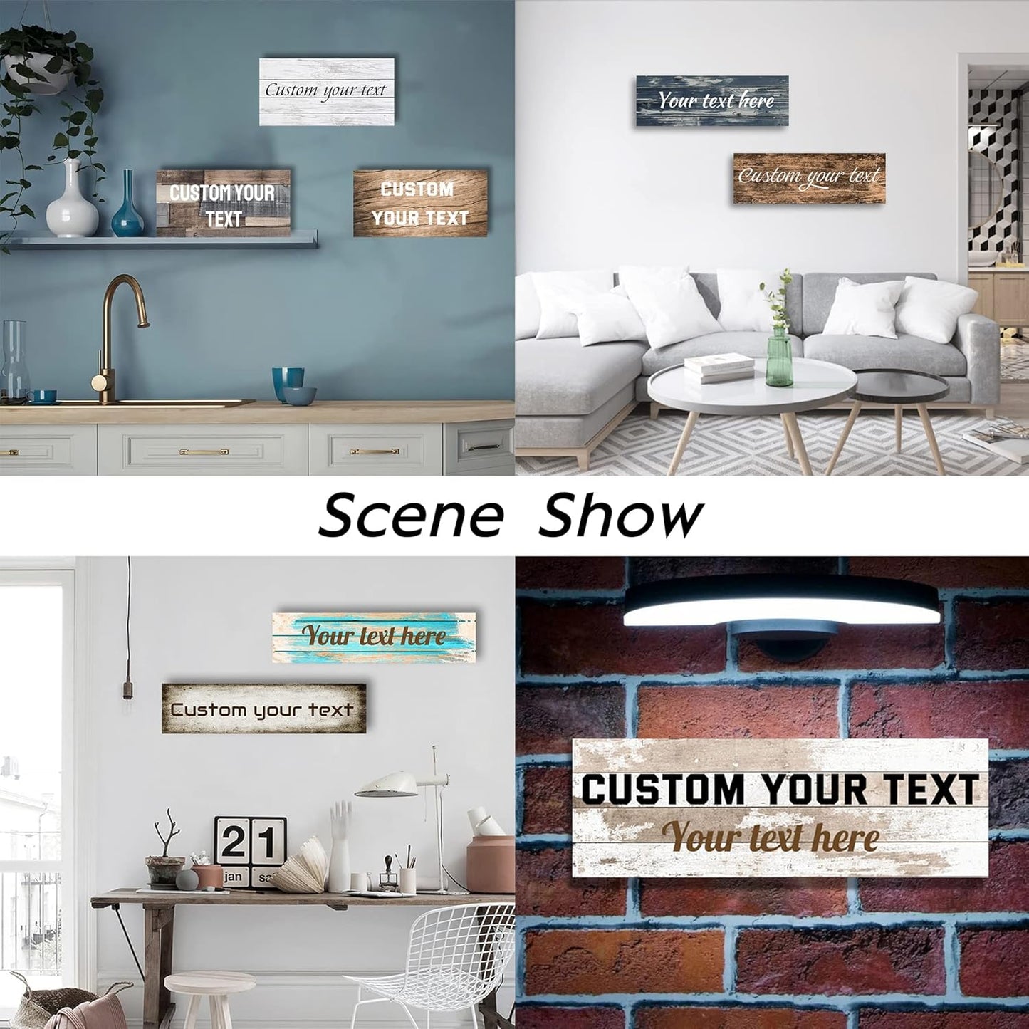 LZIMU Custom Text Signs Wall Decor Personalized Canvas Quote Family Sign Wall Art Wood Background Rustic Farmhouse Decor Framed (4"x12")