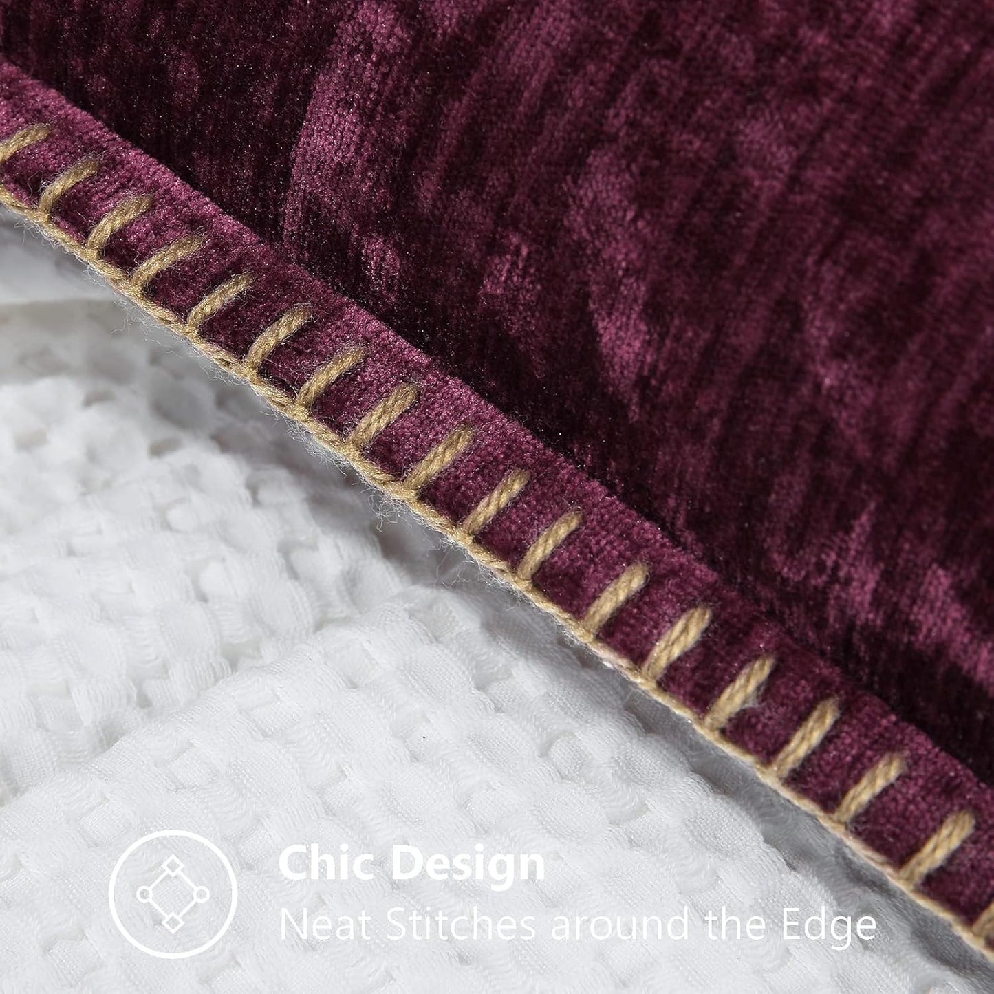 decorUhome Chenille Soft Throw Pillow Covers 20x20 Set of 2, Farmhouse Velvet Neutral Decorative Euro Pillow Covers with Stitched Edge for Couch Sofa Bed Home Decor, Rhododendron