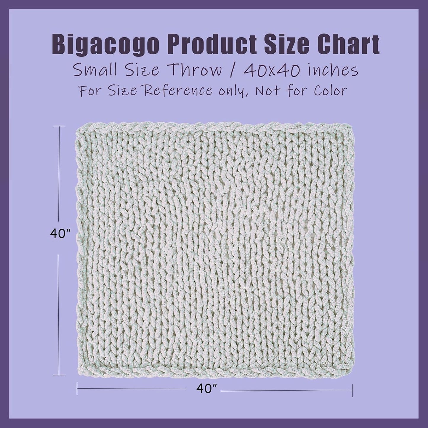 Bigacogo Chunky Knit Throw Blanket for Couch, 40x40 inches, 100% Hand Knitted with Thick Jumbo Chenille Yarn, Cozy Soft Large Rope Knot Cable Crochet Blankets for Sofa Bed Living Room, Burnt Rose