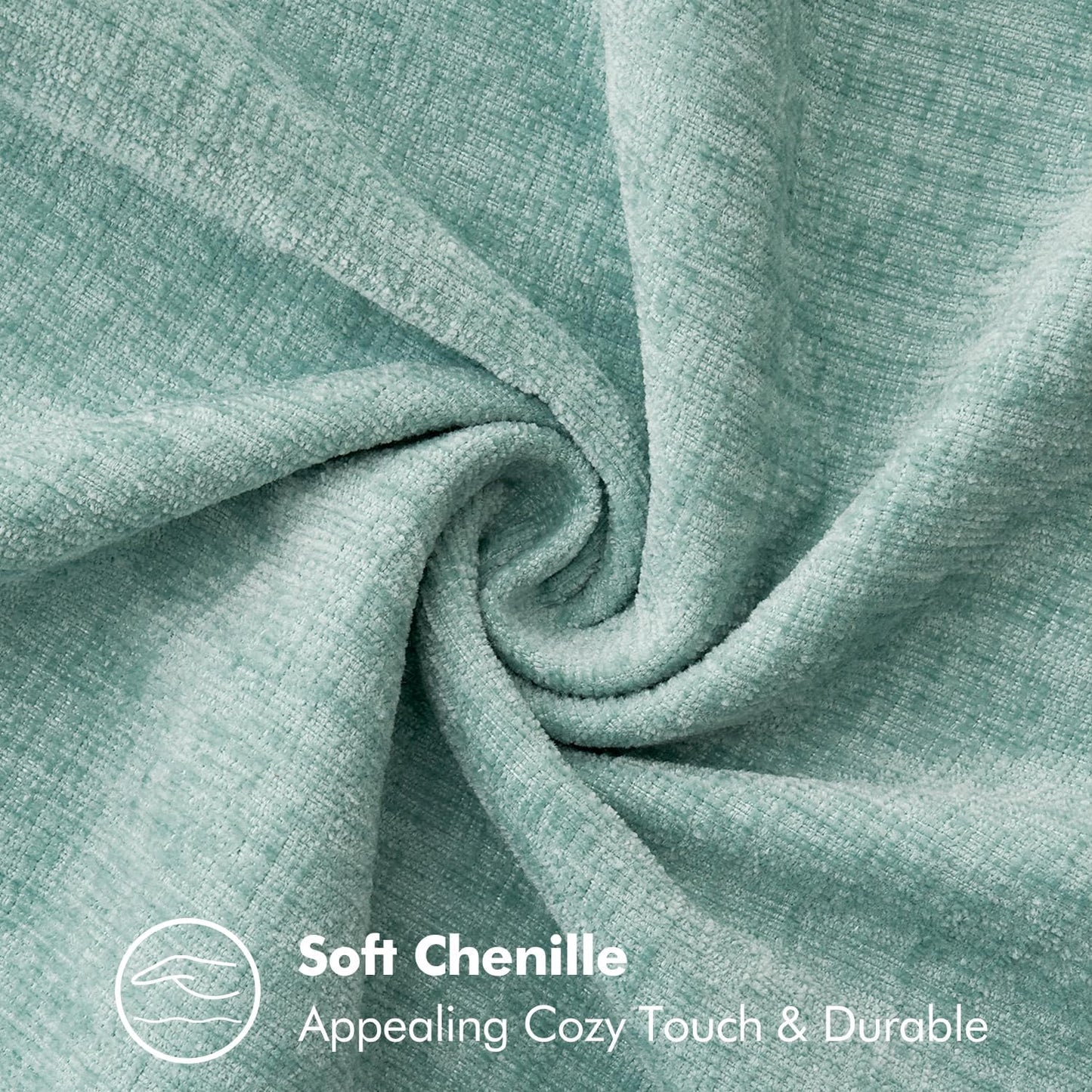MIULEE Pack of 2 Couch Throw Pillow Covers 16x16 Inch Aqua Green Farmhouse Decorative Pillow Covers with Stitched Edge Soft Chenille Solid Dyed Spring Pillow Covers for Sofa Bed Living Room