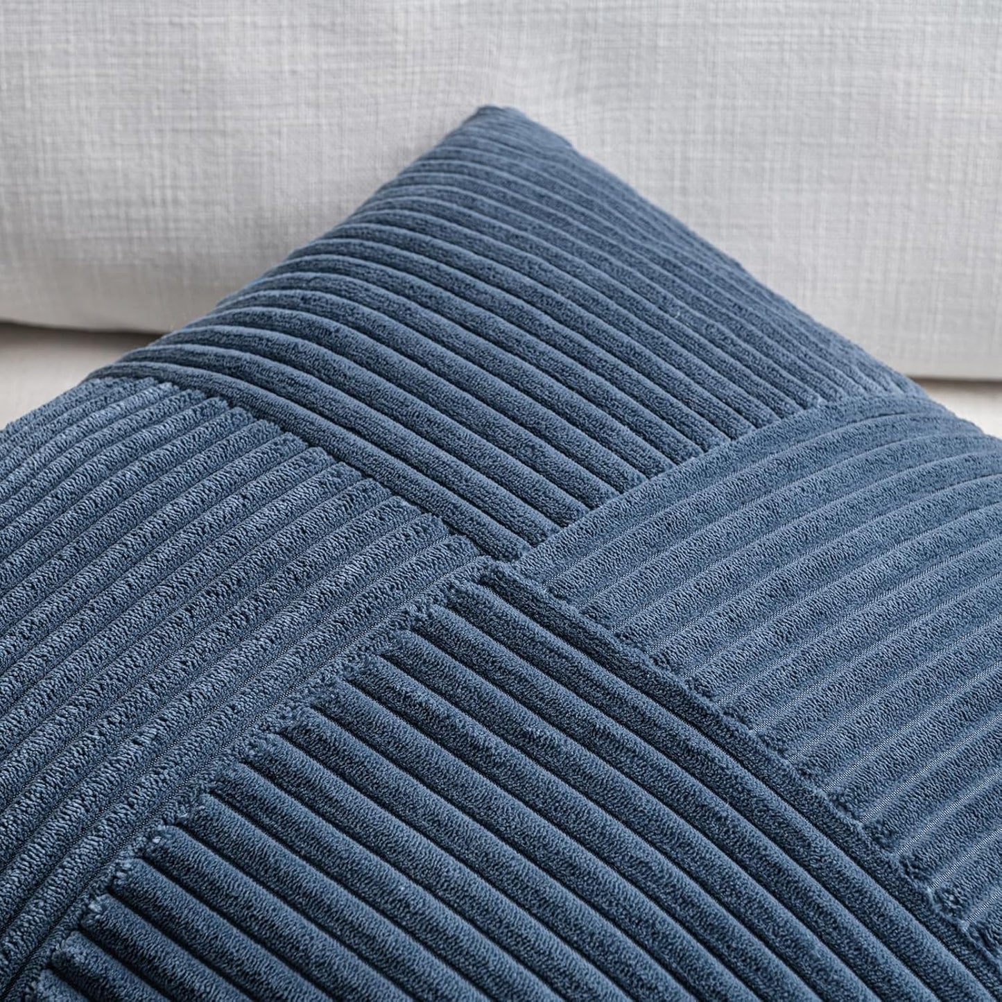 Fancy Homi 2 Packs Dusty Blue Lumbar Decorative Throw Pillow Covers 20x28 Inch for Couch Bed Sofa, Rustic Farmhouse Boho Home Decor, Soft Striped Corduroy Rectangle Accent Cushion Case 50x70 cm