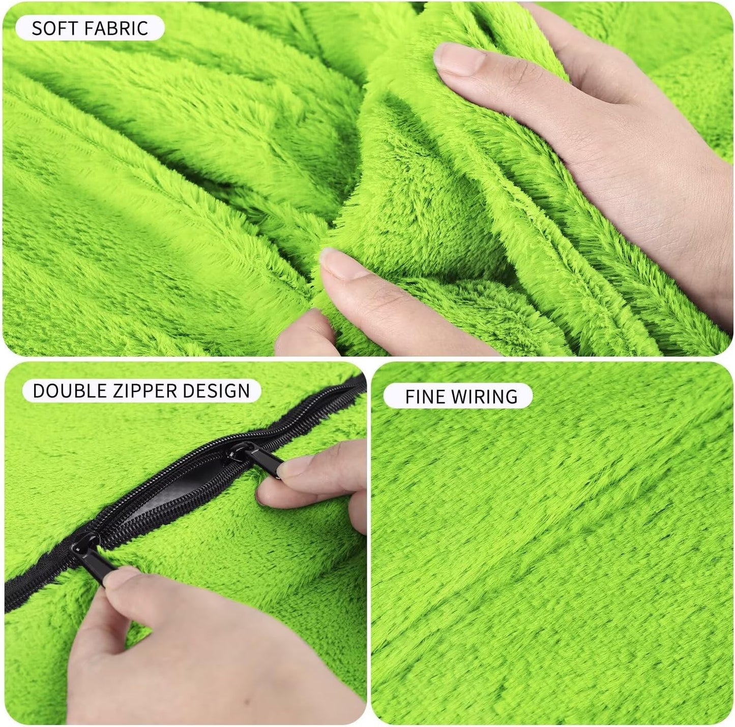Bean Bag Chair for Adults 8FT,Soft Removable Cover for Teens/Girls Bedroom,Fluffy Giant Round Floor Beanbag Lounger Chairs (No Filler,Green)