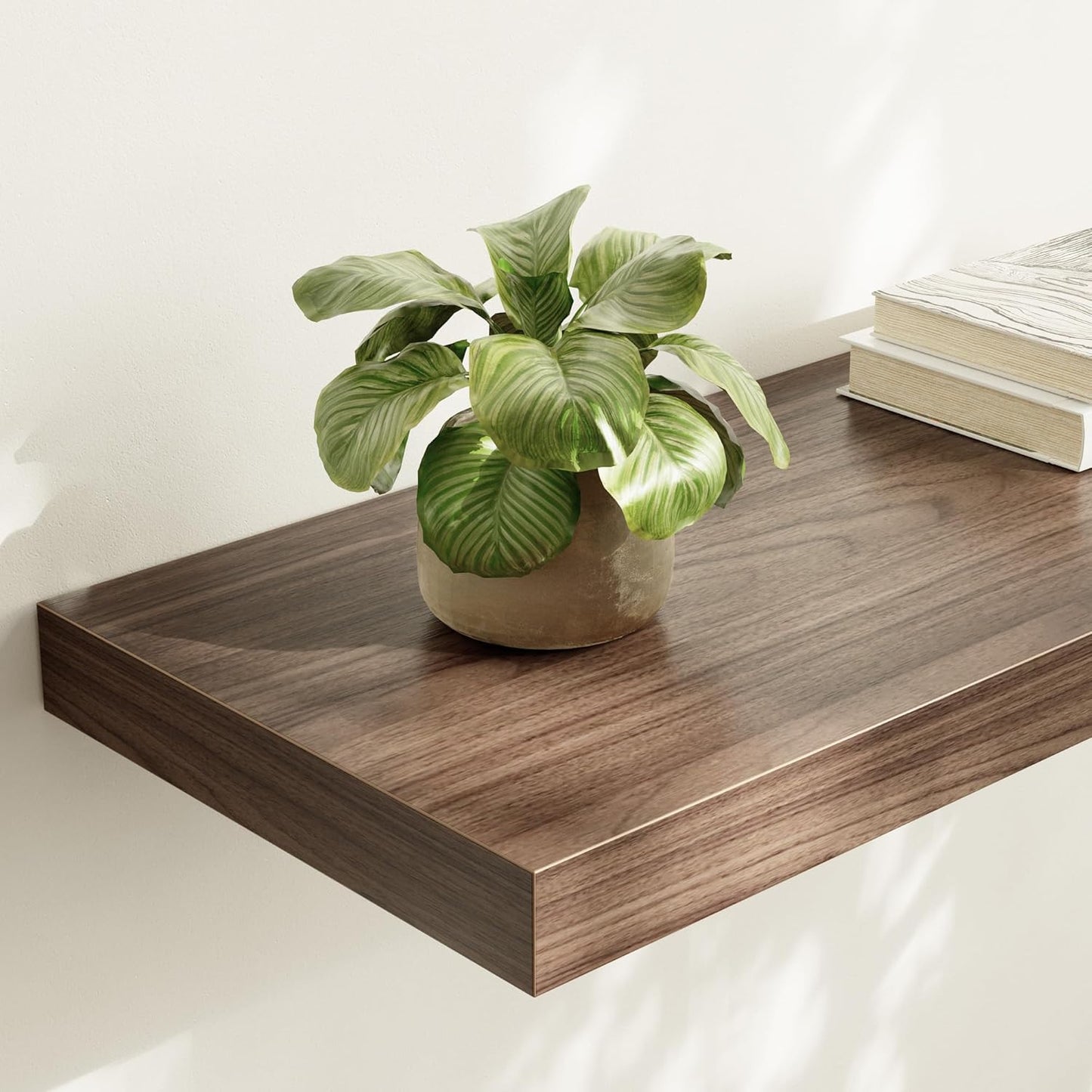 Large Floating Shelves for Wall Set of 2 Wooden Wall Shelves 36 in x 12.75 in x 2 in Room Decor Long Shelf with Invisible Wall Mount Bracket for Bedroom Kitchen Living Room Walnut
