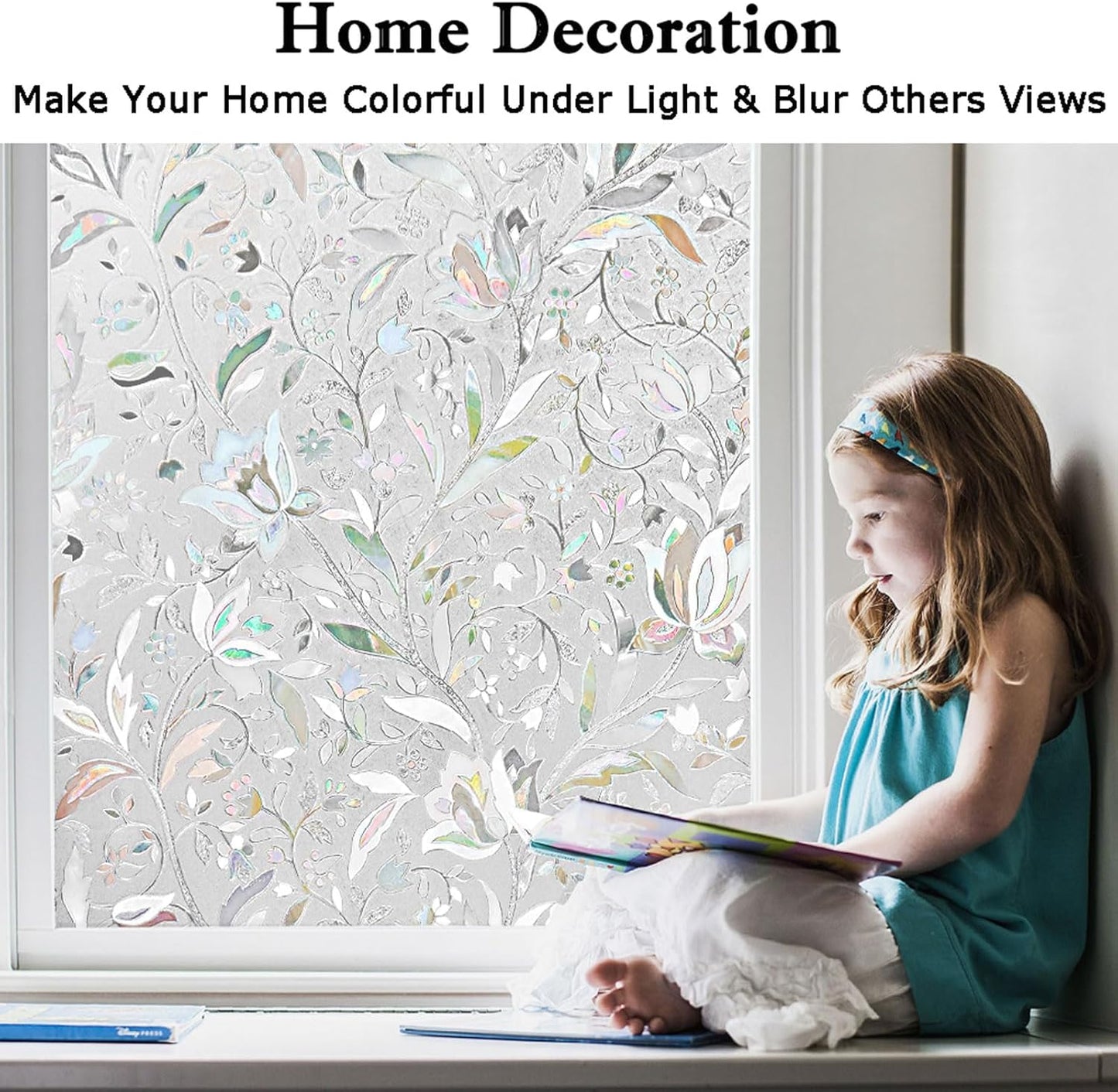 Kromapolis Window Film Privacy - Frosted Glass Decorative Film, Static Clings, No-Glue (17.5 x 157.4 inch)
