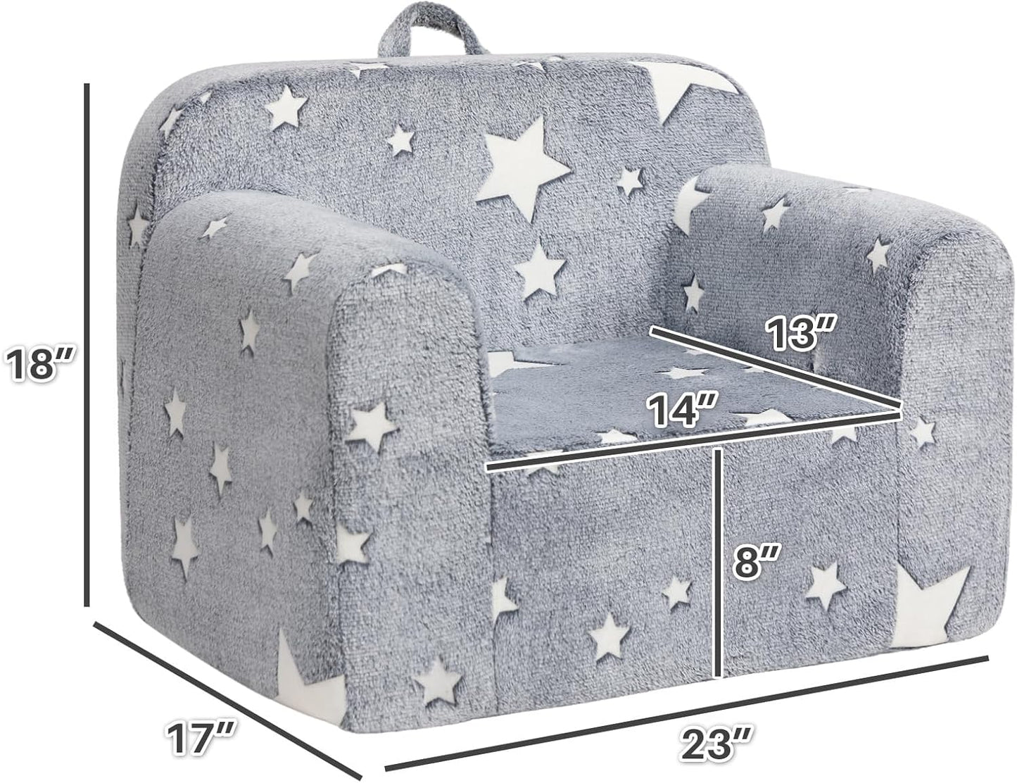 ALIMORDEN Kids Ultra-Soft Snuggle Foam Filled Chair, Single Cuddly Sherpa Reading Couch for Boys and Girls,Star