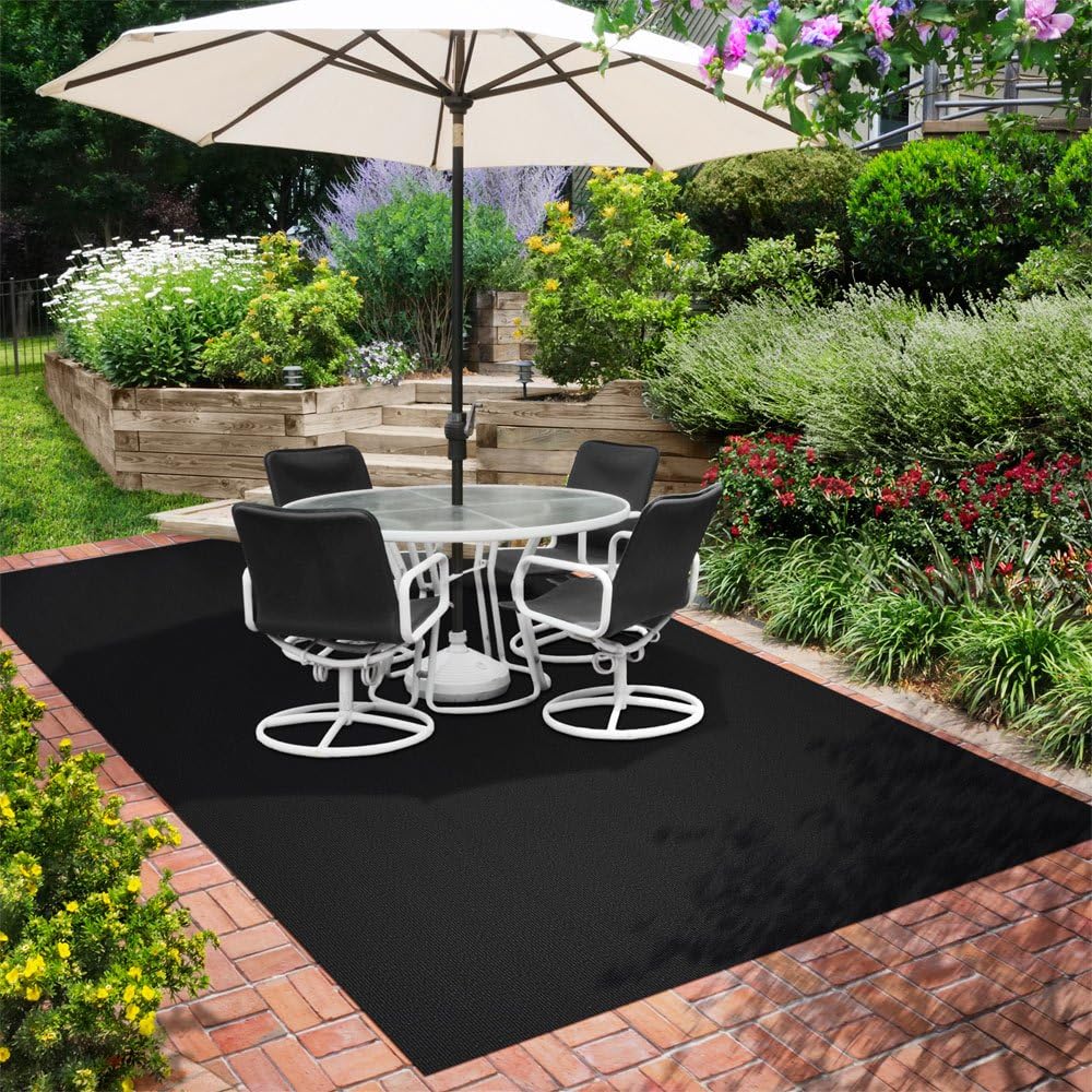 House, Home and More Indoor Outdoor Carpet with Rubber Marine Backing - Black - 6 Feet x 15 Feet - Durable, UV-Resistant - Adds Color and Comfort to Your Deck, Patio or Other Outdoor Rug Space.