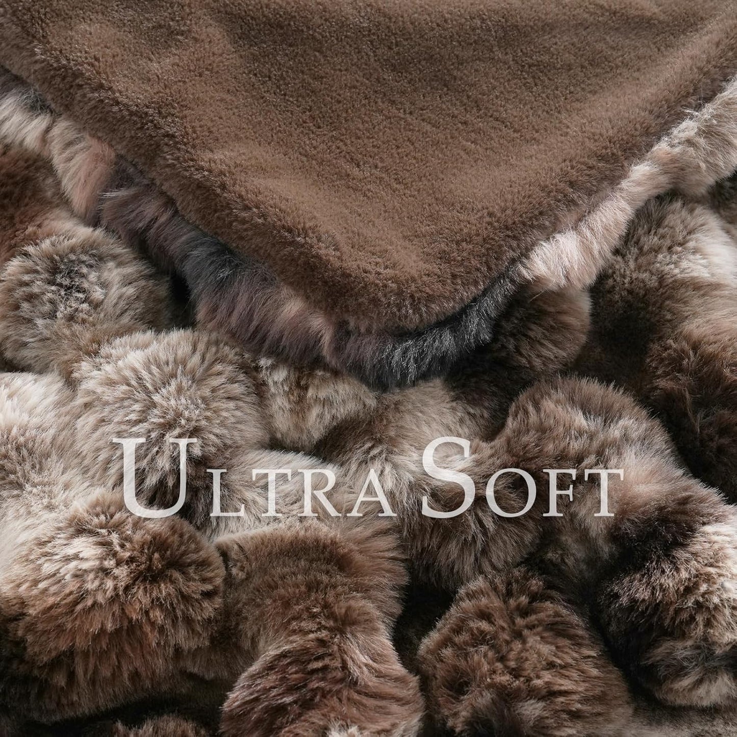 BENVWE Fluffy Faux Fur Throw Blanket for Couch, Soft Plush Thick Cozy Fuzzy Luxury Minky Bubble Blanket for Home Living Room Decor Gift for Women, Tie-dye Coffee, 60" x 80", 1100GSM