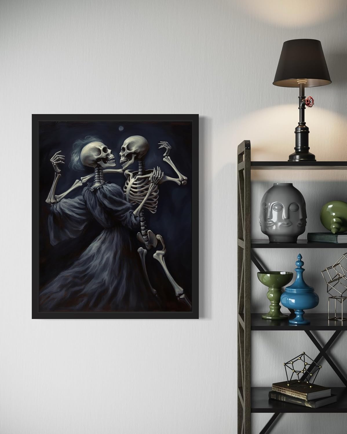 Dancing Skeleton Poster Art Print, Halloween Scary Vintage Wall Art Academia Spooky Painting Decoration for Horror Prints, Gothic Posters Bedroom Decor 89 (Dancing Skeleton, 8 x 10 inches, Unframed)