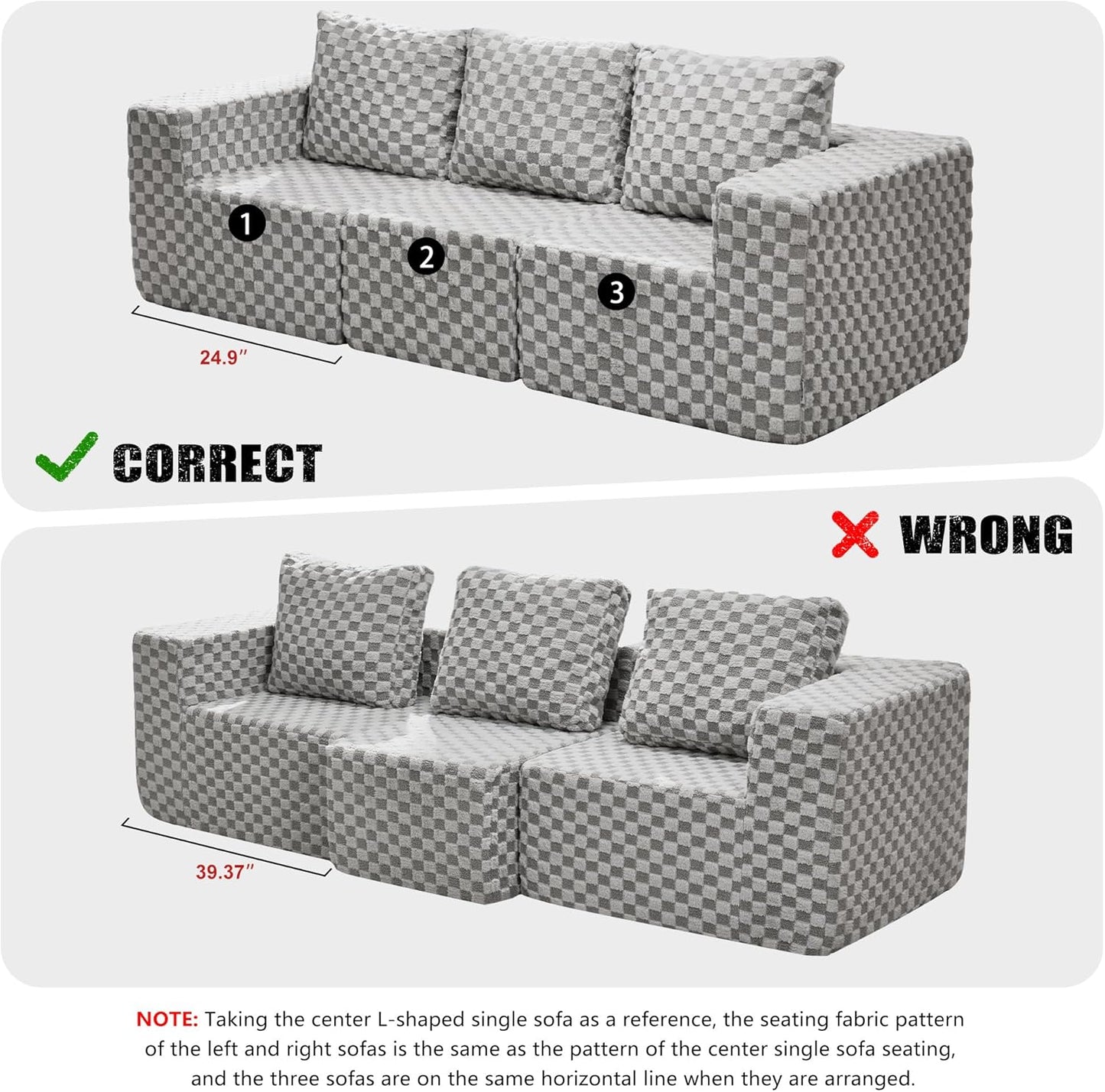 Hobestluk Modular Sectional Sofa Memory Foam Couch Oversized Sectional Sofa 3-Seater with Chaises Cloud Couch with Removable Cover U Shaped Sofa for Living Room (Plush Grey, U Shape)