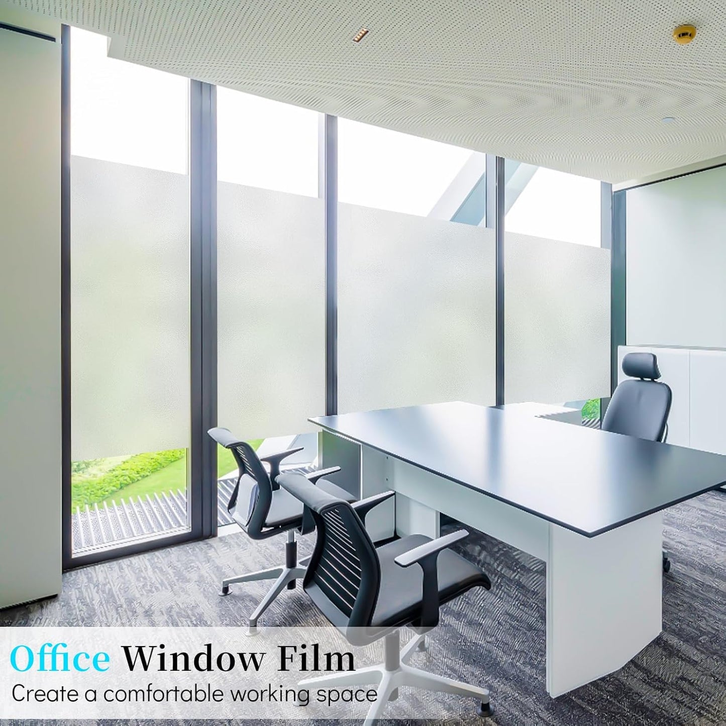 Niviy Etched Privacy Window Film Frosted Glass Static Cling Non Adhesive Window Frost Film for Home Office, 35.4 inch x 78.7 inch