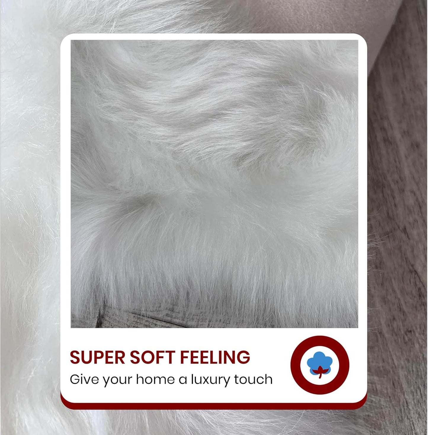 LAMBZY Faux Sheepskin Hypoallergenic Free Shape Silky Shag Rug, Luxury Shaggy Silky Plush Carpet for Bedrooms Rugs Living Room Kids Rooms Sofa Floor Rugs (Octo 8 Pelts 6'x8', White)