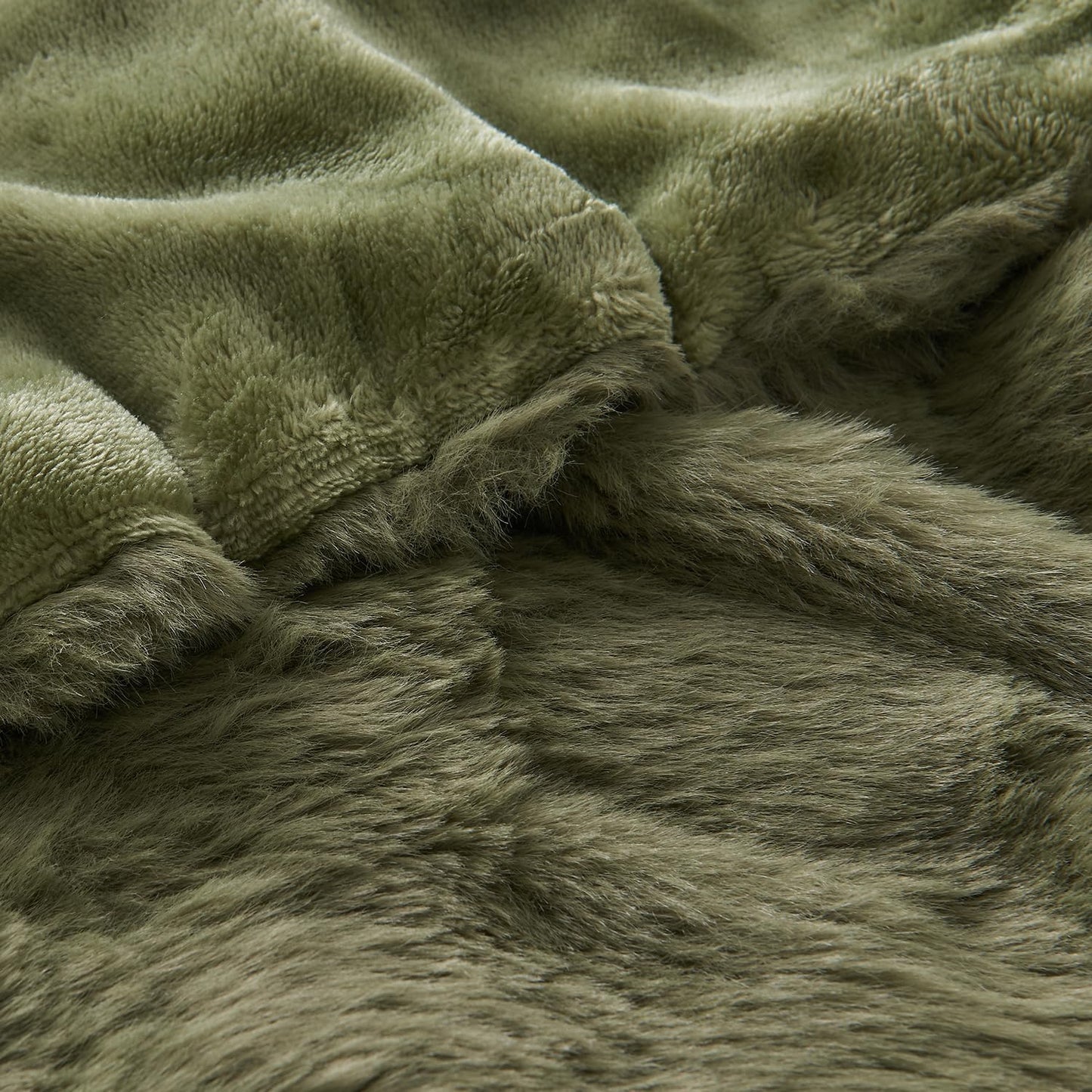 Lotus Karen Faux Fur Throw Blanket Dark Green - 800 GSM Bubble Rabbit Fluff Blanket for Couch Bed Sofa,Softest Fluffy Fuzzy Cozy Blanket,Thick Furry Plush Shaggy Warm Blankets for Women,50x60 Inches
