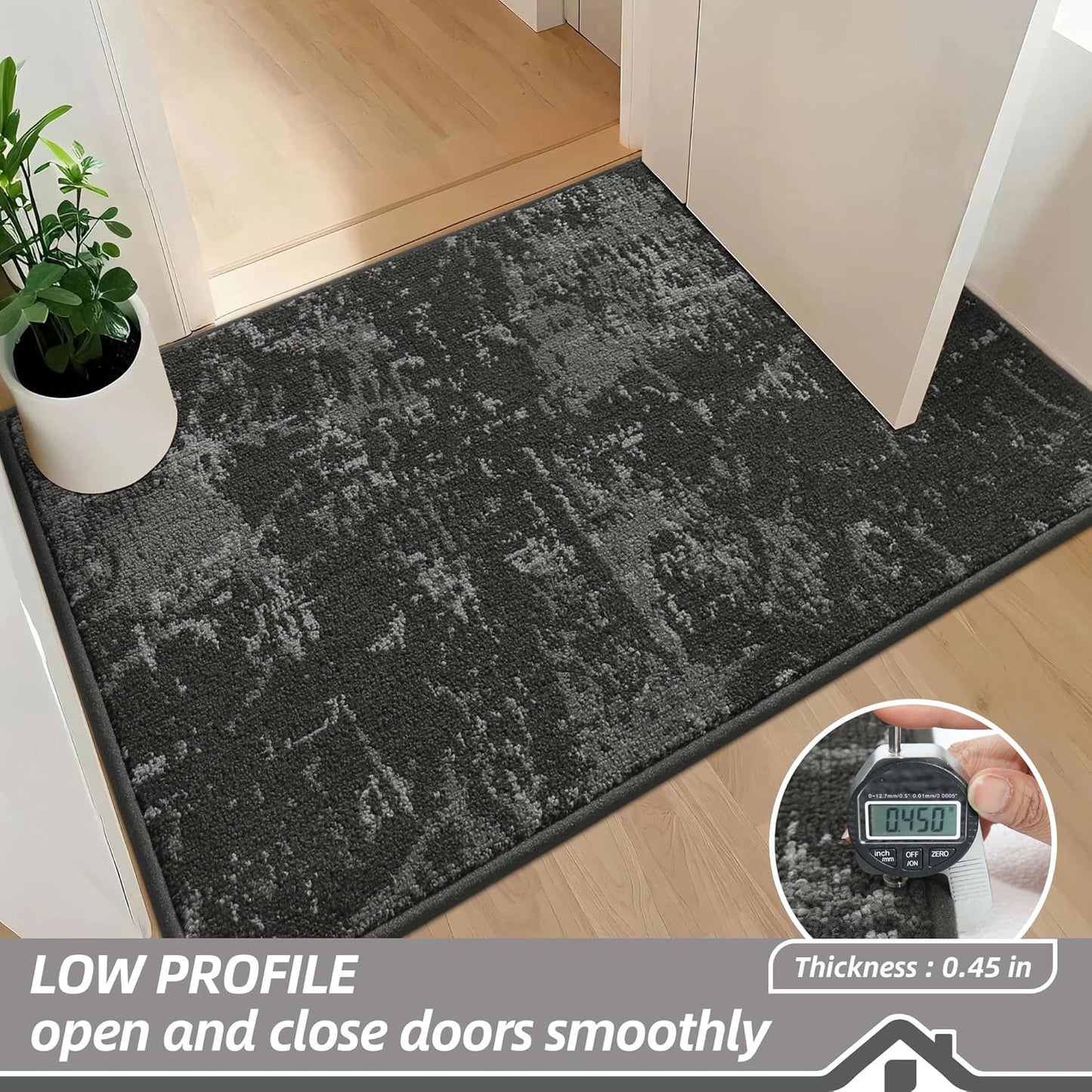 BEQHAUSE Dirt Trapper Door Mat 32"x48" Non-Slip Door Mats Washable Entryway Rugs Stain Resistant Doormat Absorbent Welcome Floor Mat for Front Back Door, Muddy Wet Shoes & Paws,Dark Grey