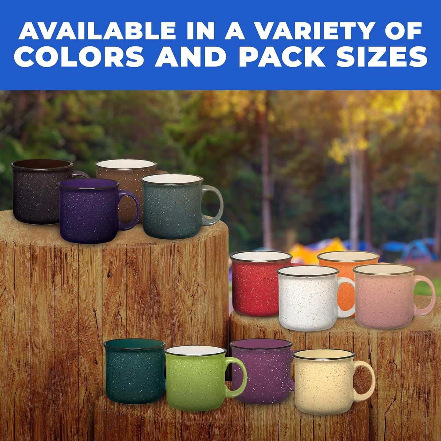 Set of 16 Ceramic Campfire Mugs – 15 Oz, Red – Coffee & Tea Cups for Home, Work, Travel, Camping – Customizable, Great for DIY, Events, Companies