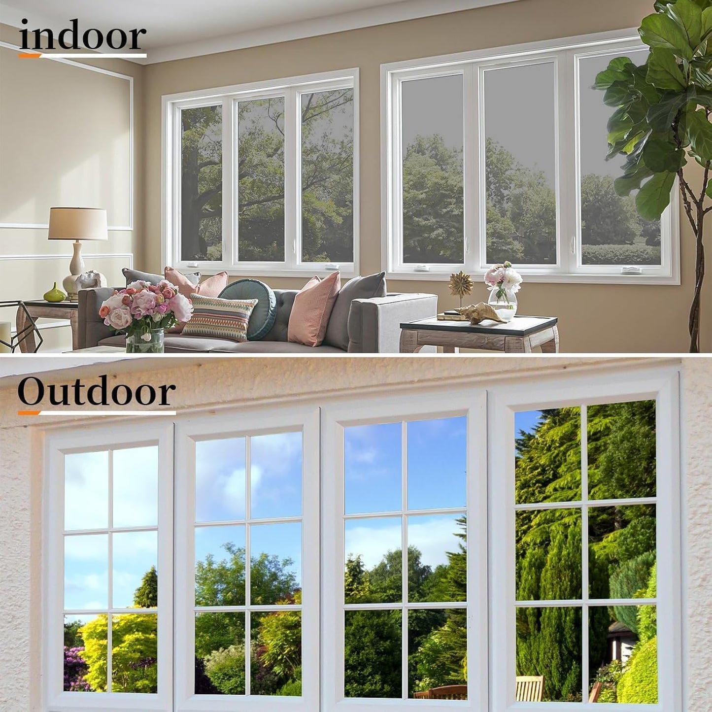 Niviy One Way Privacy Window Film See Out Not in 23.6 x 157.4 Inch Window Tint for Home Heat Blocking Anti UV Glass Door Mirror Reflective Window Film, Silver
