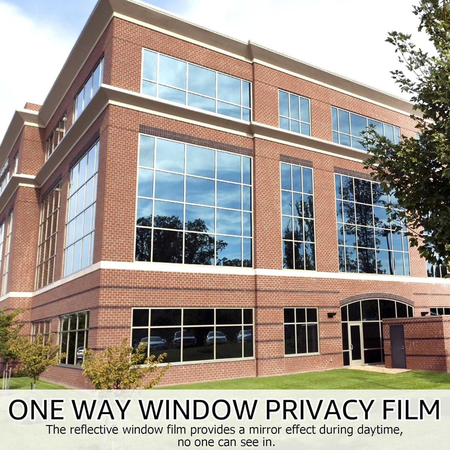 HIDBEA One Way Privacy Window Film, Daytime Privacy Sun Blocking Anti UV Reflective Window Film Heat Control Static Cling Window Tint Film for Home and Office, Silver, 29.5 x 78.7 Inch