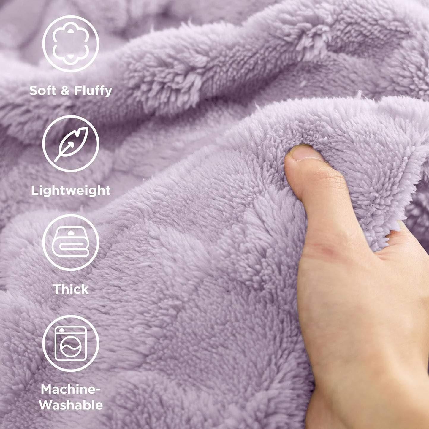 Bedsure GentleSoft Blankets Queen Size for Bed - Super Soft Cozy Blanket for Women Men Girls, Large Fuzzy Fleece Throw for Bedroom Decor, Lavender Fog, 90x90 Inches
