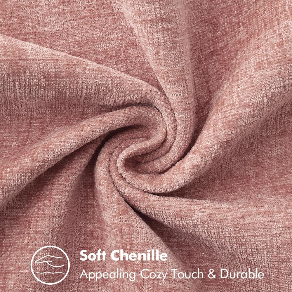 MIULEE Pack of 2 Couch Throw Pillow Covers 24x24 Inch Blush Pink Farmhouse Decorative Pillow Covers with Stitched Edge Soft Chenille Solid Dyed Spring Pillow Covers for Sofa Bed Living Room