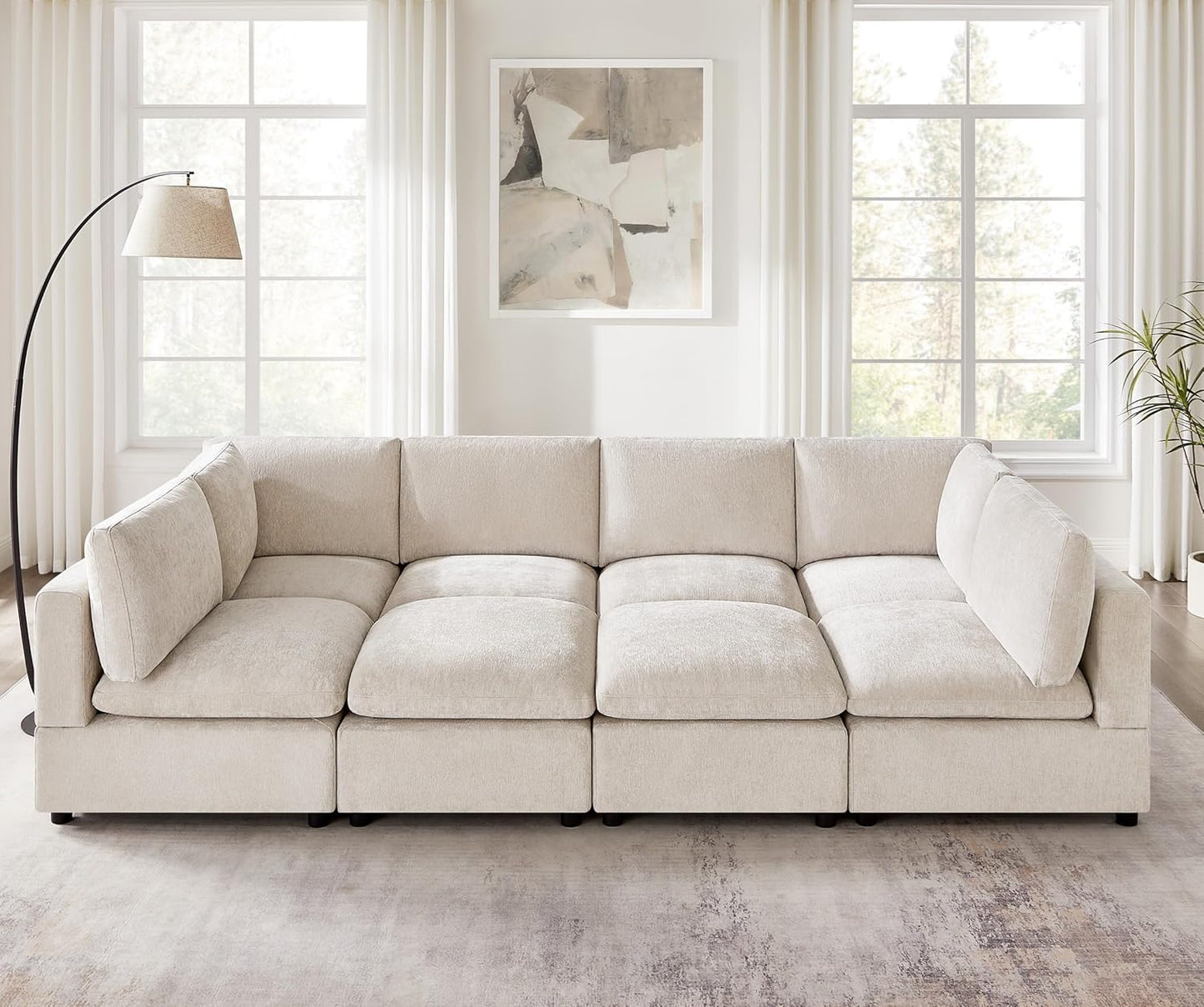 Modular Sectional Sofa, Convertible Sofa Couch Modular Sofa with Ottoman, Sectional Sofas for Living Room Small Apartments
