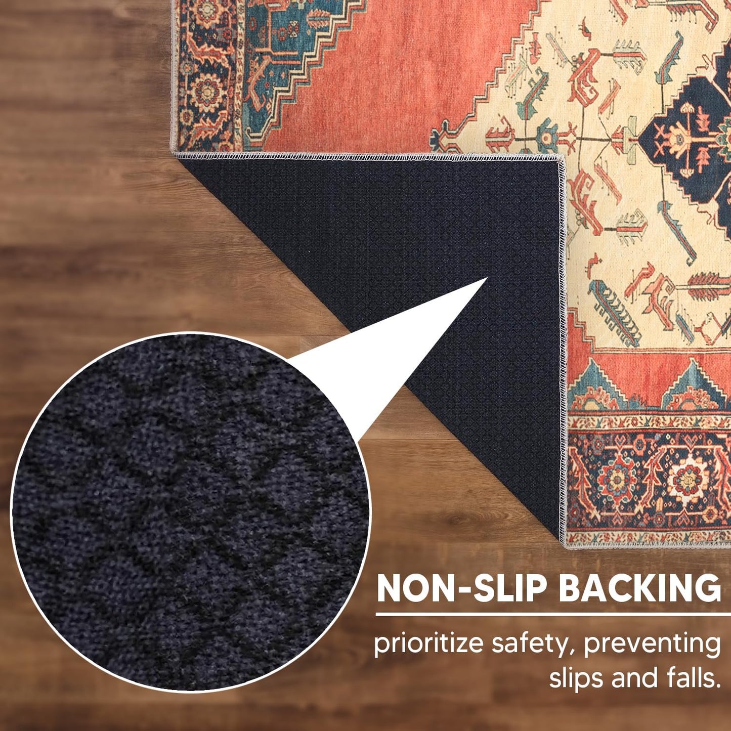 Keen Home Design 3x5 Rug - Machine Washable Entry Rug with Non-Slip Backing, Ideal for Enteryway, Kitchen, Bathroom, Laundry Room - Vintage, Easy Clean, Durable, Low Pile Rug - (3' x 5')