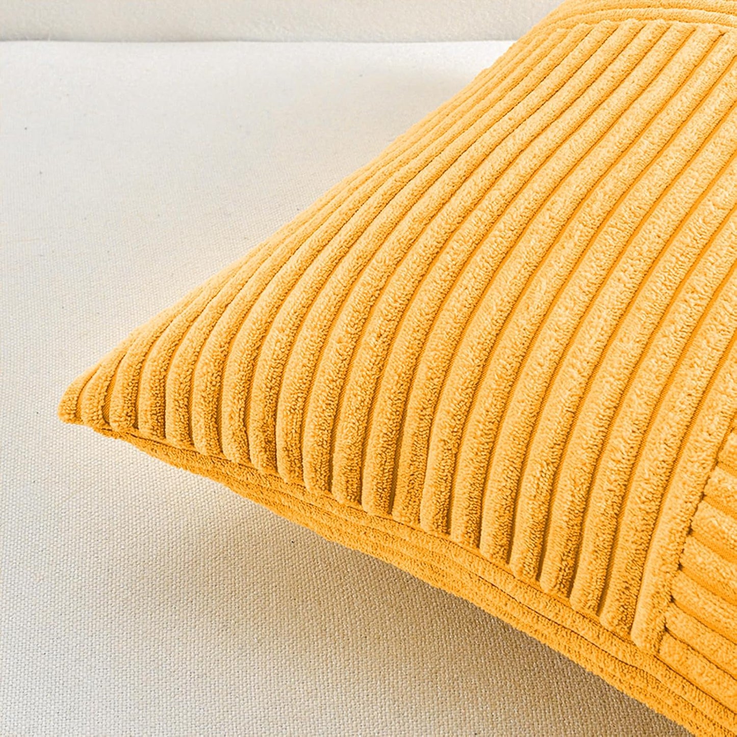 Fancy Homi 2 Packs Sunflower Yellow Spring Decorative Throw Pillow Covers 18x18 Inch for Living Room Couch Bed Sofa, Gold Yellow Home Decor, Soft Corss Corduroy Patchwork Textured Cushion Case 45x45cm