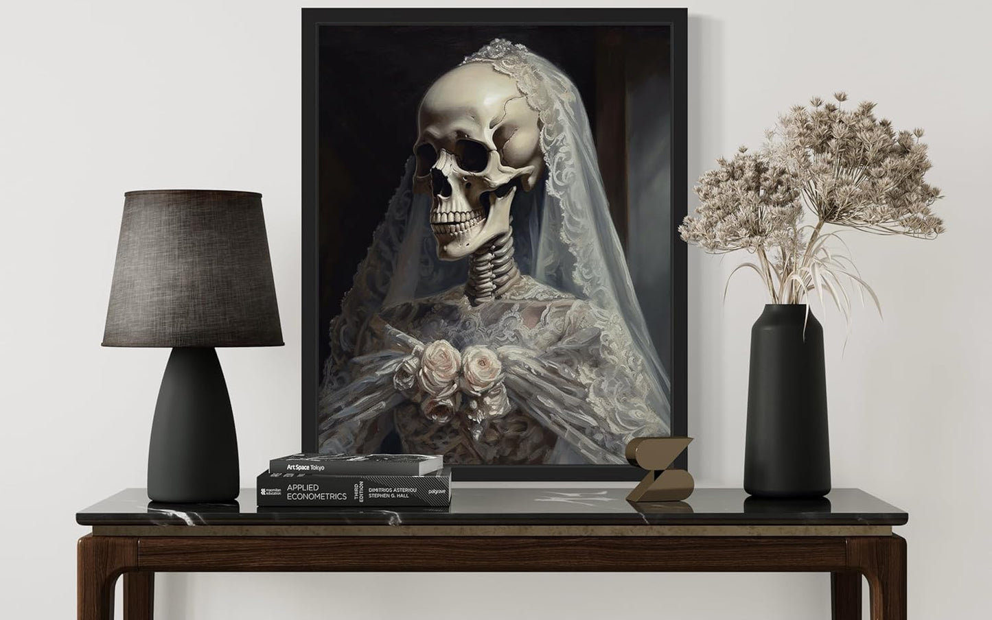 Skull Gown Poster Art Print, Halloween Scary Vintage Wall Art Academia Spooky Painting Decoration for Horror Prints, Gothic Posters Bedroom Decor 89 (Skull Gown, 11 x 14 inches, Unframed)