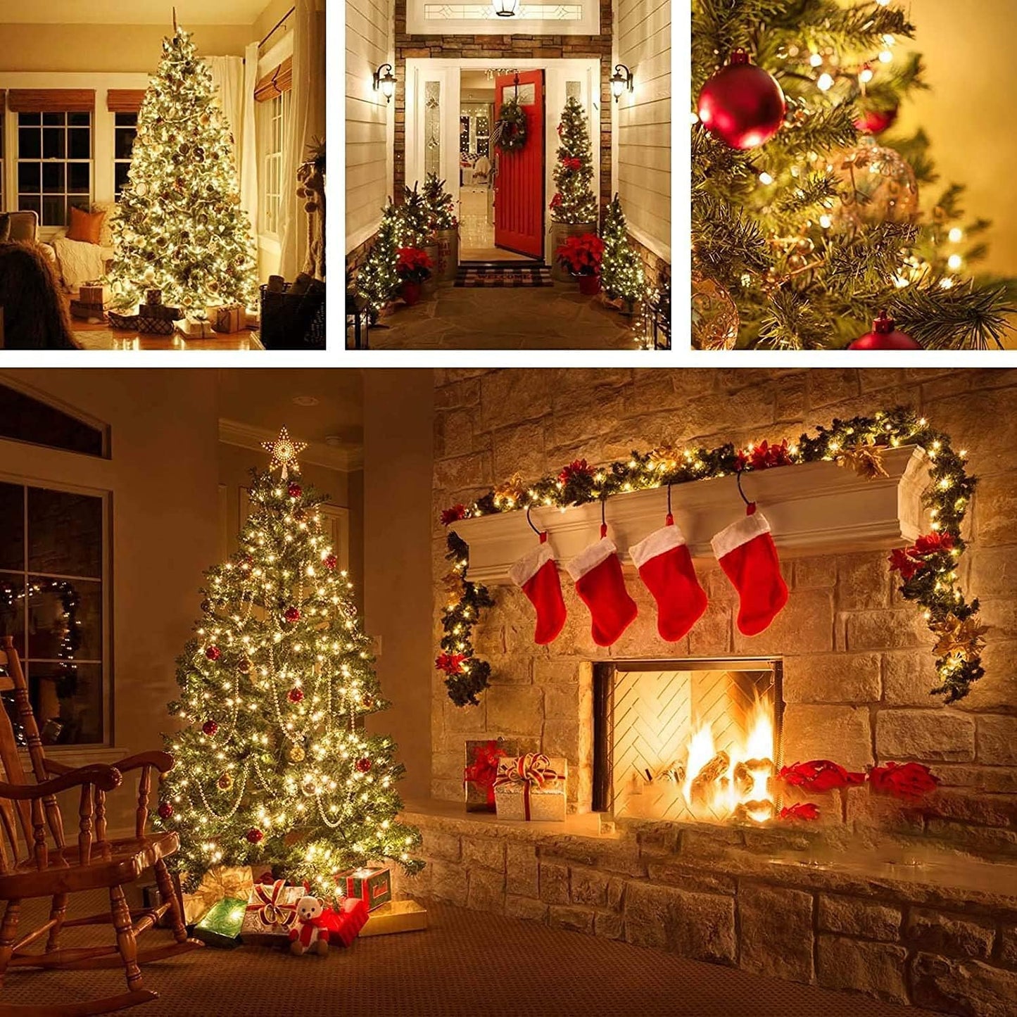 Upgraded Super Long 264FT 800 LED Christmas String Lights Outdoor & Indoor, Memory Function Timer and 8 Modes, Green Wire Waterproof String Lights for Xmas Tree Holiday Party Garden Decor (Warm White)