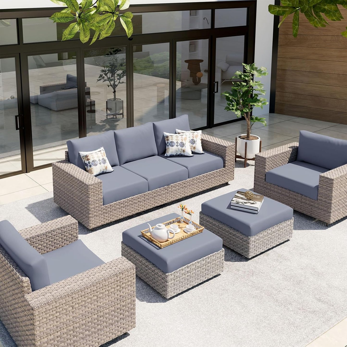 hyha Waterproof Couch Cushion Covers, Stretch Sofa Couch Seat Slipcover for Dog Washable, Non-Slip Waterproof Outdoor Cushion Covers for Patio Furniture Replacement (1 Piece for Large, Grey)
