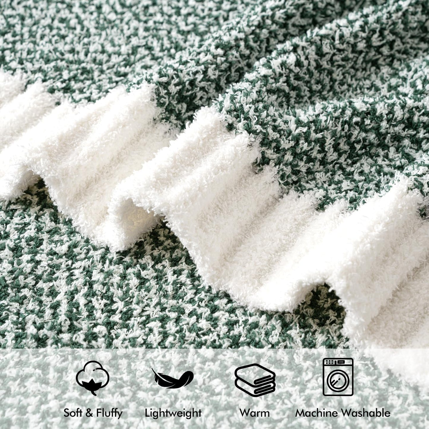 MIULEE Green Super Soft Throw Blanket for Bed, Twin Size Cozy Fluffy Warm Blankets Knit Blankets for Couch, Sofa, Chair, Living Room, Camping, Picnic, 60 x 80 inch
