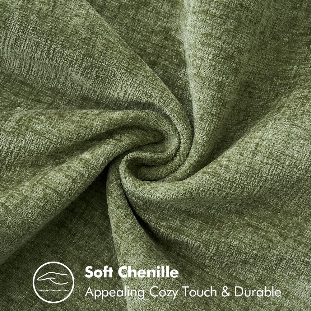 MIULEE Pack of 2 Couch Throw Pillow Covers 20x20 Inch Sage Green Farmhouse Decorative Pillow Covers with Stitched Edge Soft Chenille Solid Dyed Spring Pillow Covers for Sofa Bed Living Room