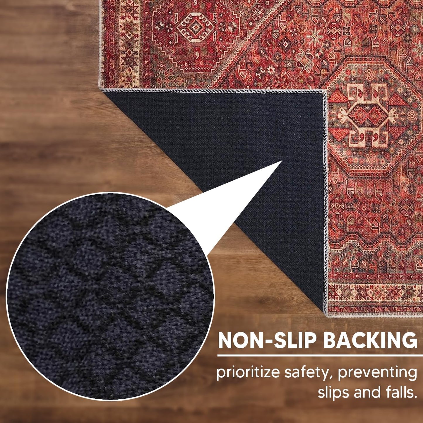 Keen Home Design 2x10 Rug - Machine Washable Runner Rug with Non-Slip Backing, Ideal for Hallway, Entryway, Kitchen, Laundry Room - Vintage, Easy Clean, Durable, Low Pile - (2'6" x 10')