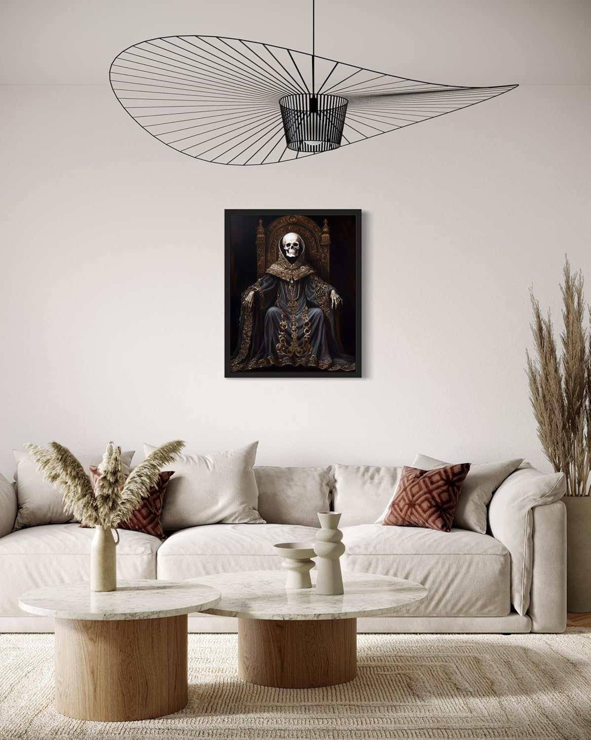 Skull King Poster Art Print, Halloween Scary Vintage Wall Art Academia Spooky Painting Decoration for Horror Prints, Gothic Posters Bedroom Decor 89 (Skull King 1, 11 x 14 inches, Black Frame)