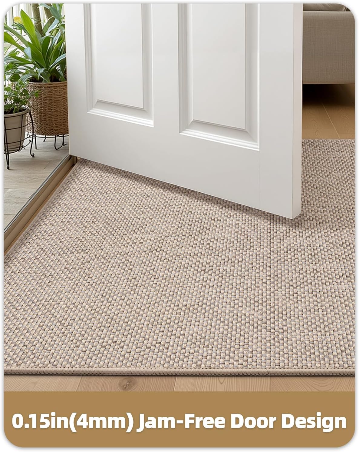 Color&Geometry Front Door Mat Indoor 26"x47", Ultra Non Slip Rubber Backed Dirt Trapper, Low Profile Thin washable, Easy Clean Entry Entryway Rug Door Mat Indoor Entrance, Khaki (Rolled-up NO Creases)