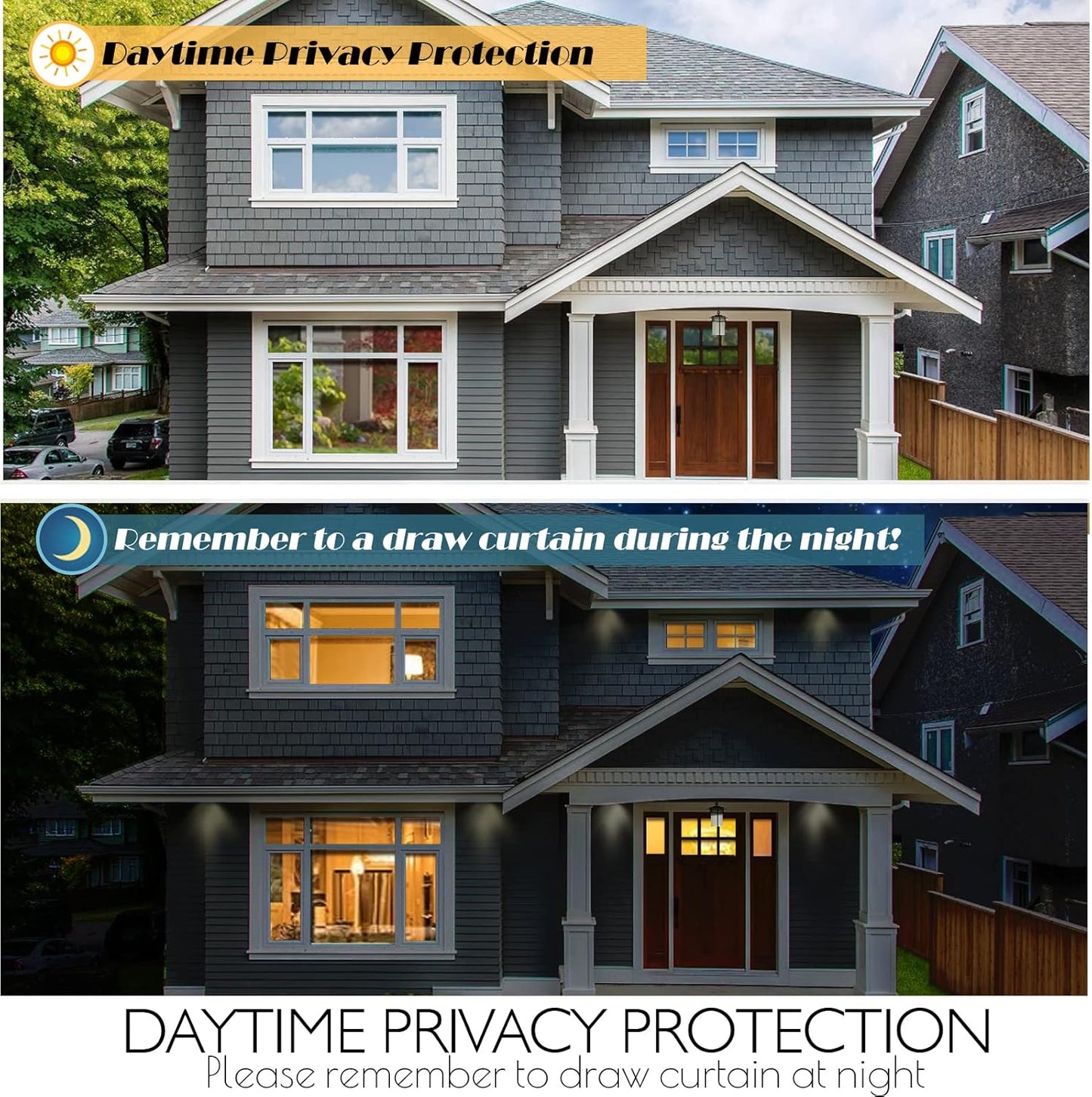 HIDBEA Window Film Daytime Privacy, Heat Control UV Blocking Reflective One Way Mirror Window Tint for Home, Non-Adhesive Self Static Cling Window Stickers (Silver, 35.4 Inch × 6.5 Feet)
