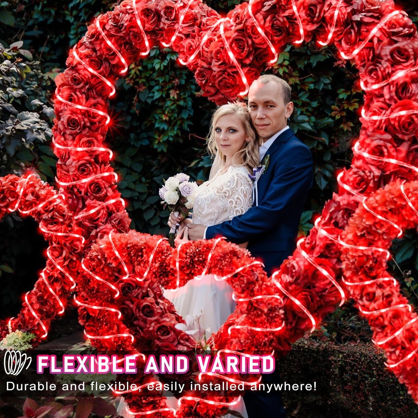 100FT 300 LED Rope Lights Outdoor, Connectable and Flexible Tube Lights with 8 Modes, Waterproof Rope Lighting Indoor for House, Deck, Garden, Backyard, Pool, Patio, Tree Decorations - Red