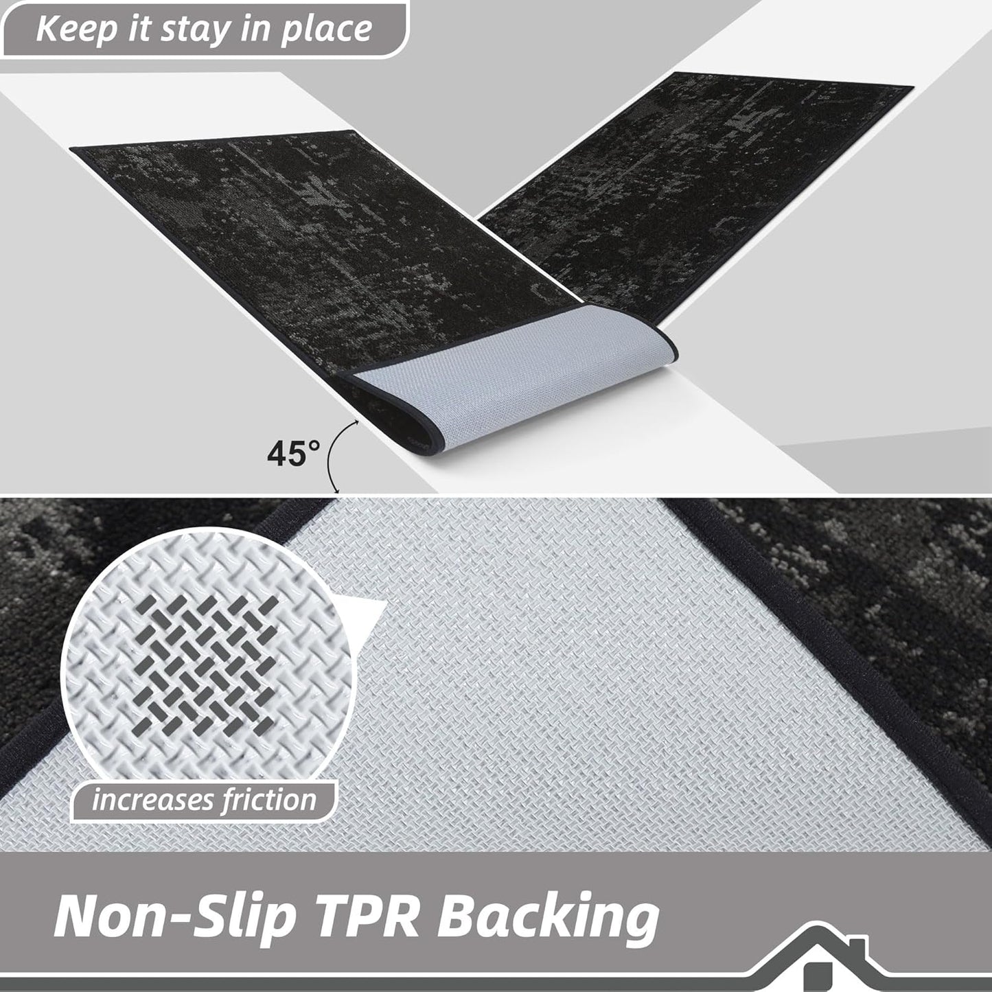 BEQHAUSE Dirt Trapper Door Mat 32"x48" Non-Slip Door Mats Washable Entryway Rugs Stain Resistant Doormat Absorbent Welcome Floor Mat for Front Back Door, Muddy Wet Shoes & Paws,Black