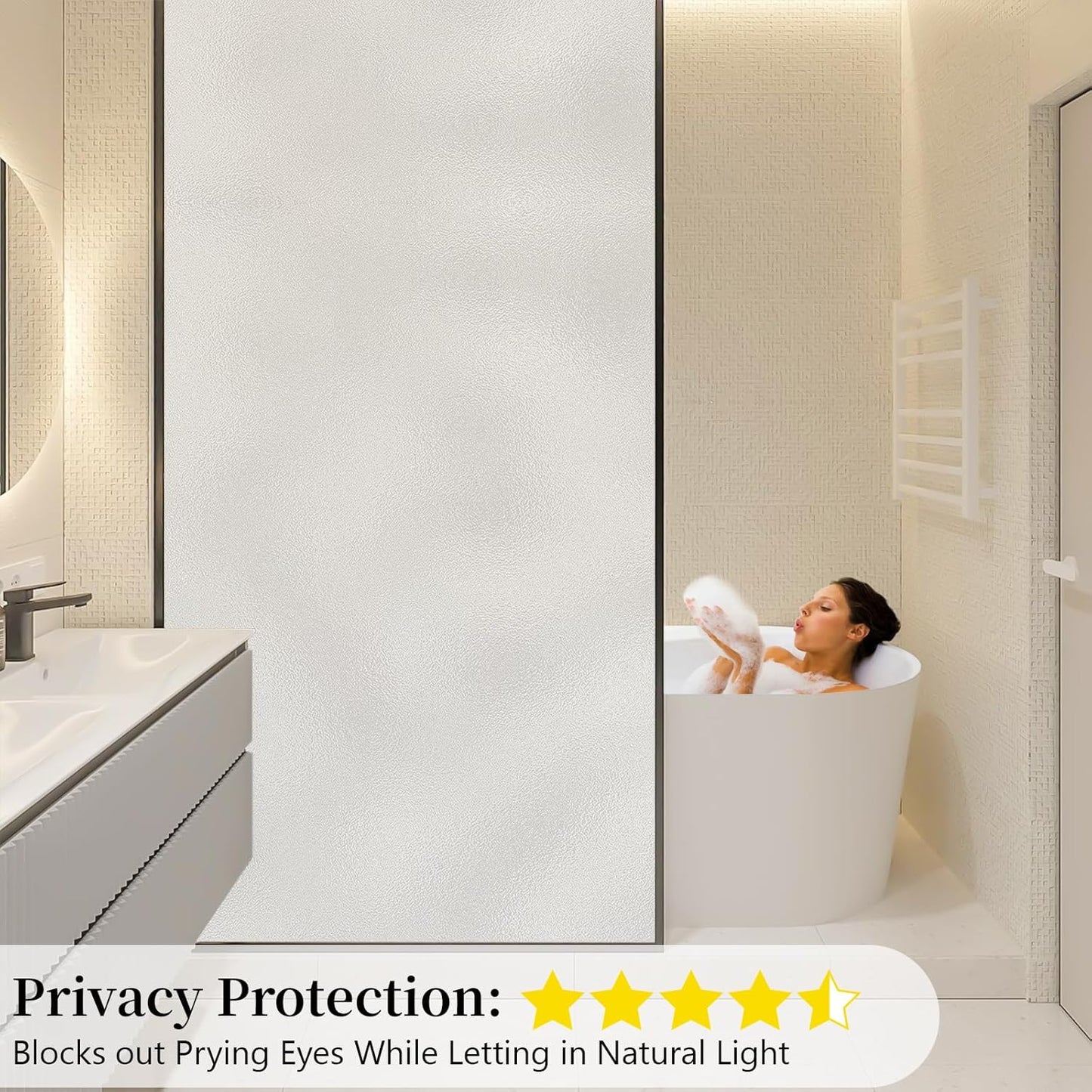 Niviy Frosted Glass Window Film 29.5 x 78.7 Inch Bathroom Window Privacy Film Static Cling Day and Night Home Shower Door Decorative Frosting Cover