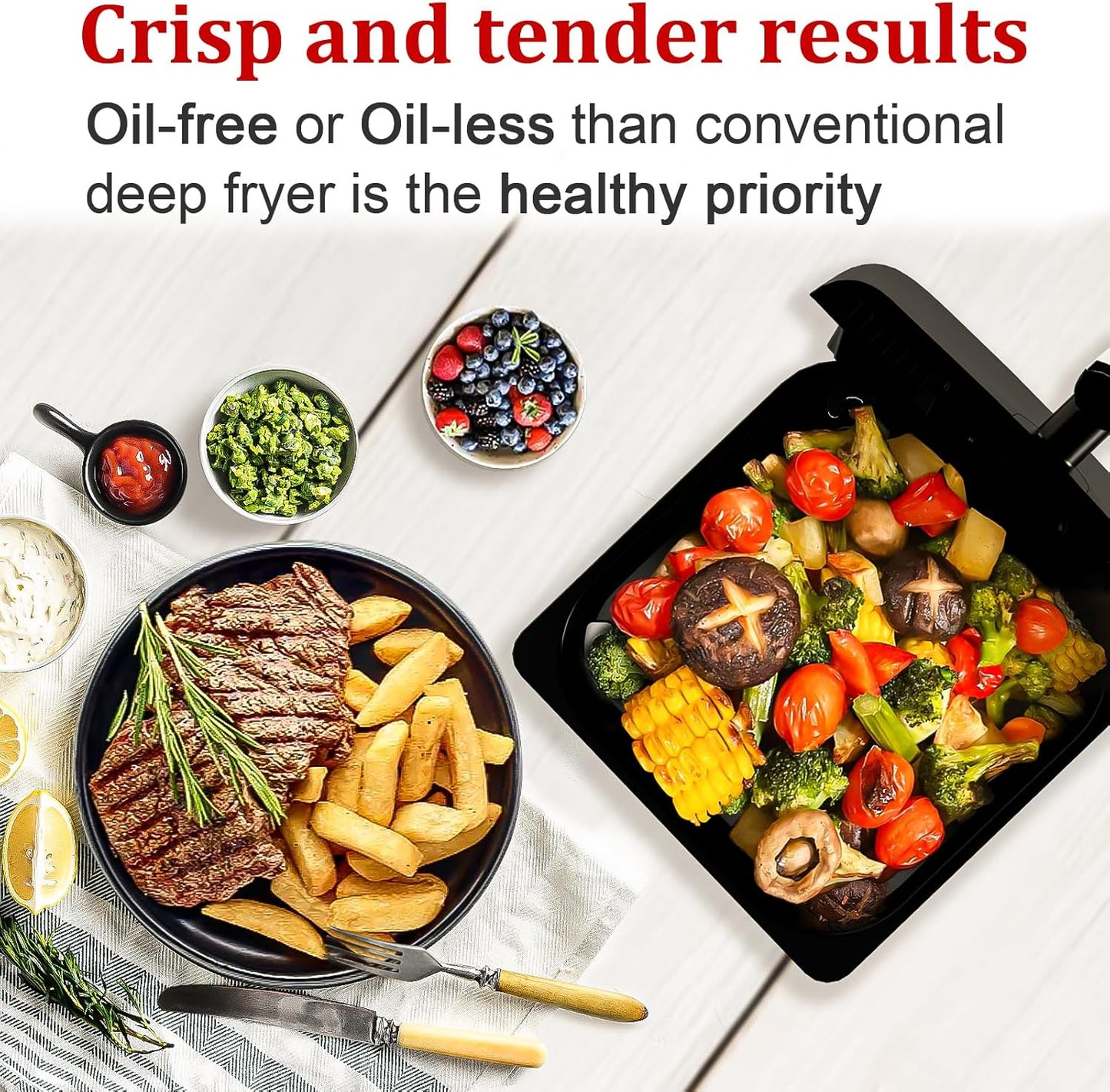 Air Fryer, 6QT Air Fryer Oven with LED Digital Touchscreen, 12 Preset Cooking Functions Air fryers,Roast, Warm-Up, Stay Warm, Stick-Free & Dishwasher-Friendly Basket, Stainless Steel/Black