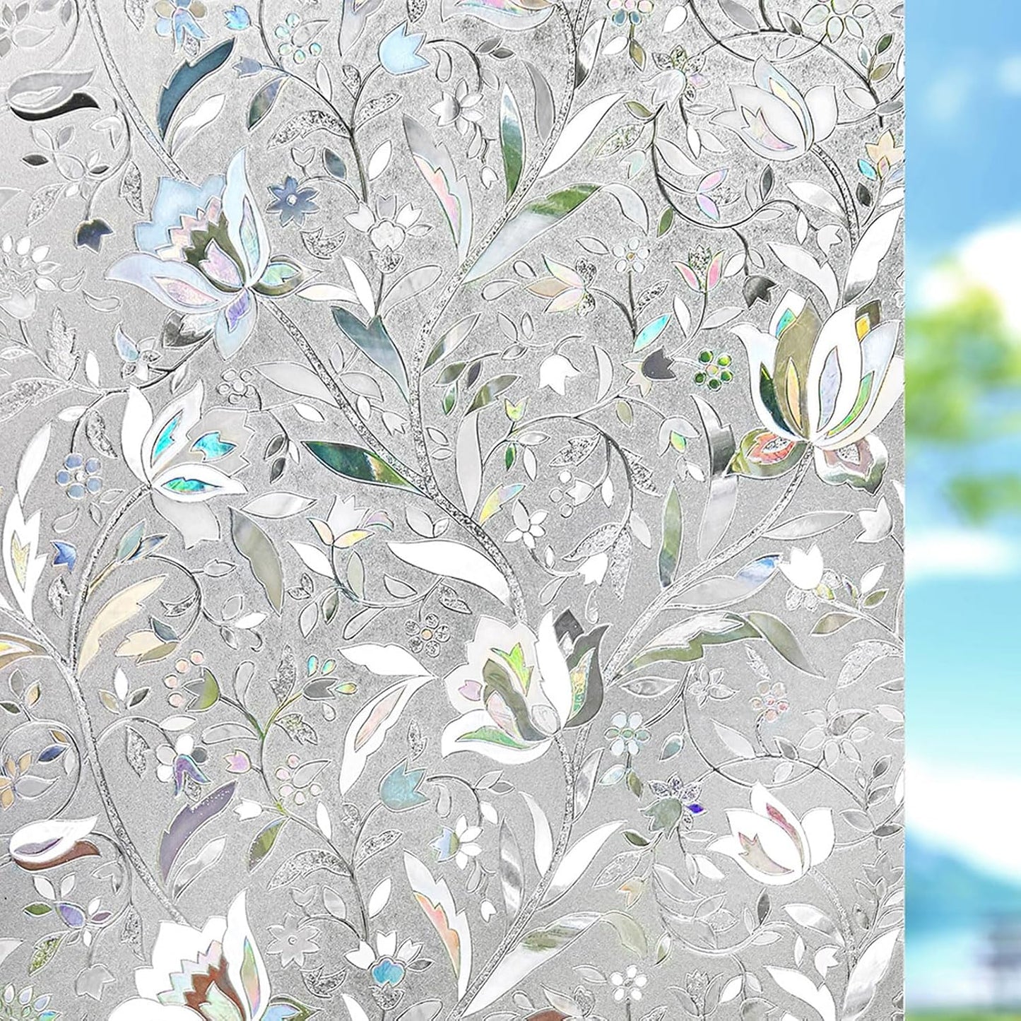 Kromapolis Window Film, Window Privacy Film, Window Vinyl Glass Covering, Stained Glass Decorative Film, Window Film Privacy Frosted, Static Window Clings, Non-Adhesive, No-Glue (23.6 x 78.7 inch)