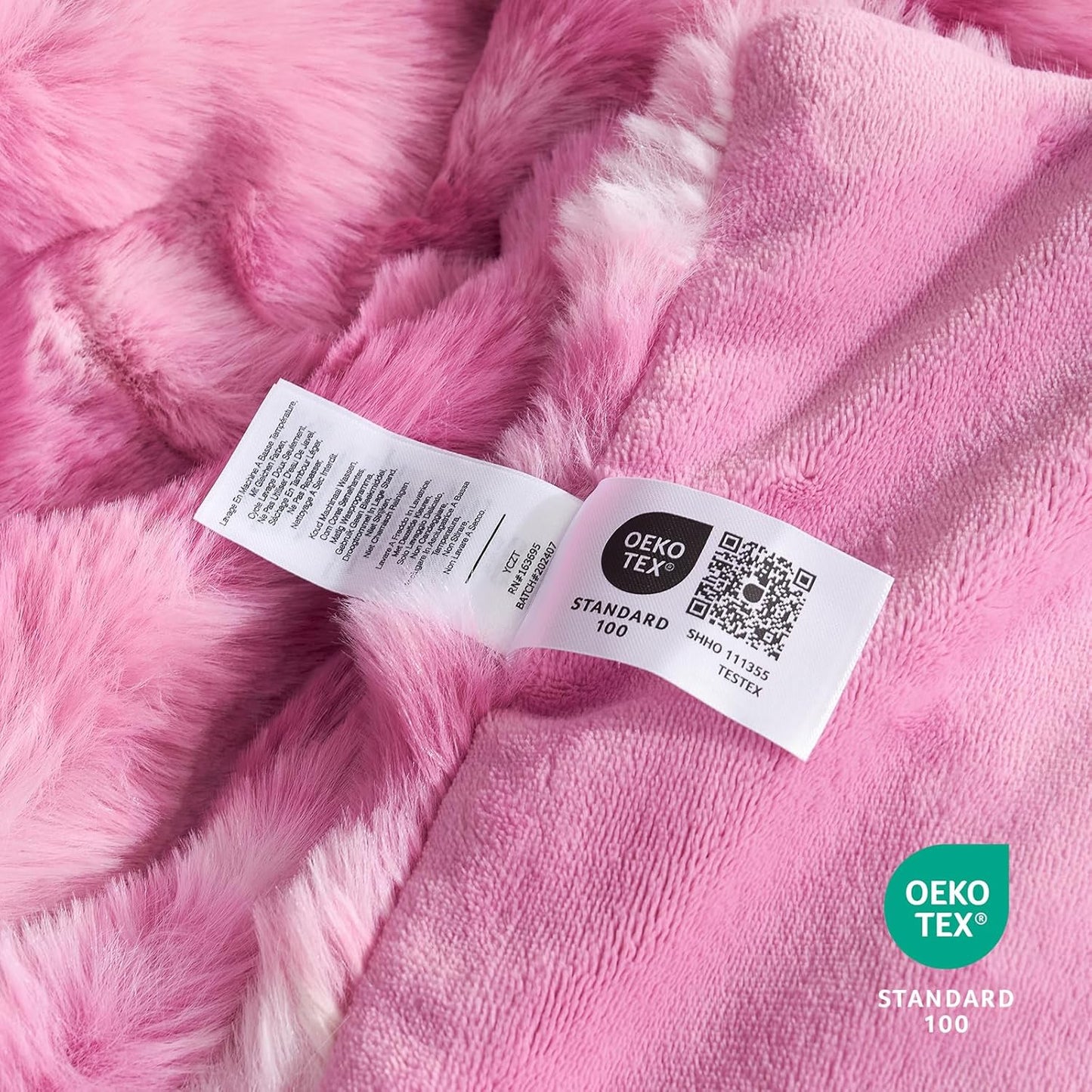 Cozy Bliss Faux Fur Throw Blanket for Couch, Fuzzy Soft Plush Thick Bubble Blanket for Sofa Bedroom Living Room, 50 * 60 Inches Tie Dye Pink